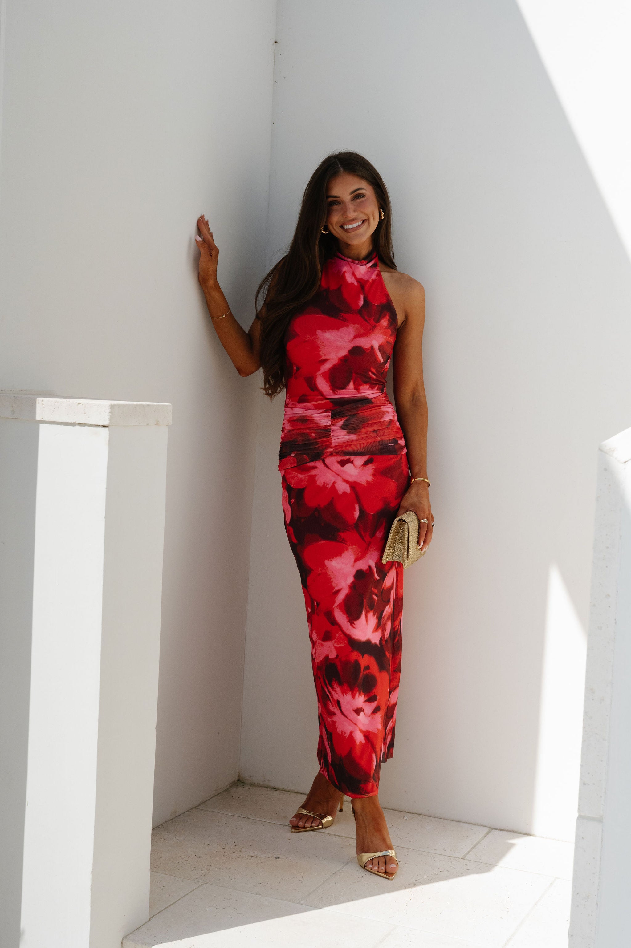 Barley Maxi Dress-Red Floral