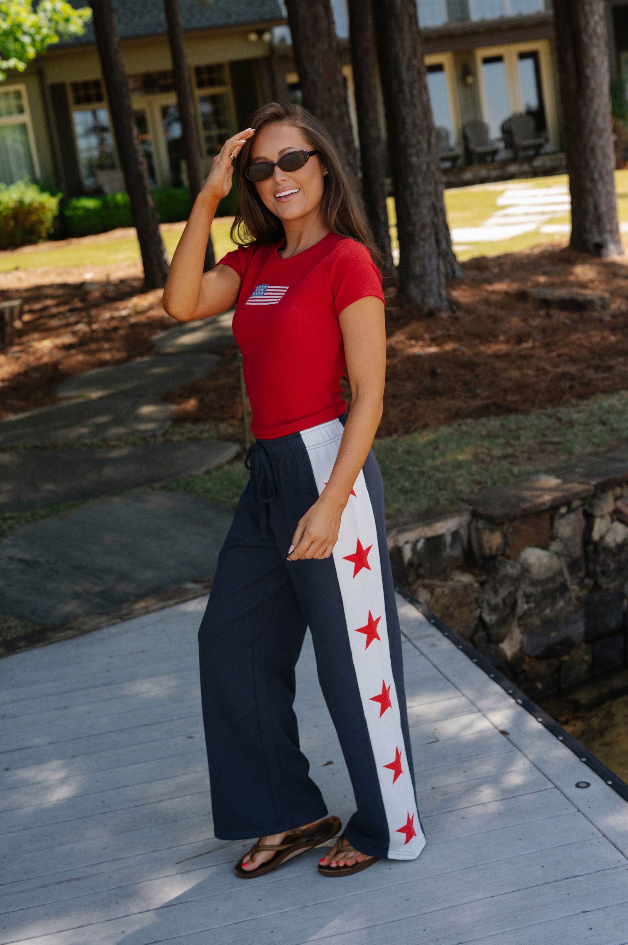 American Flag Short Sleeve T-Shirt-Red