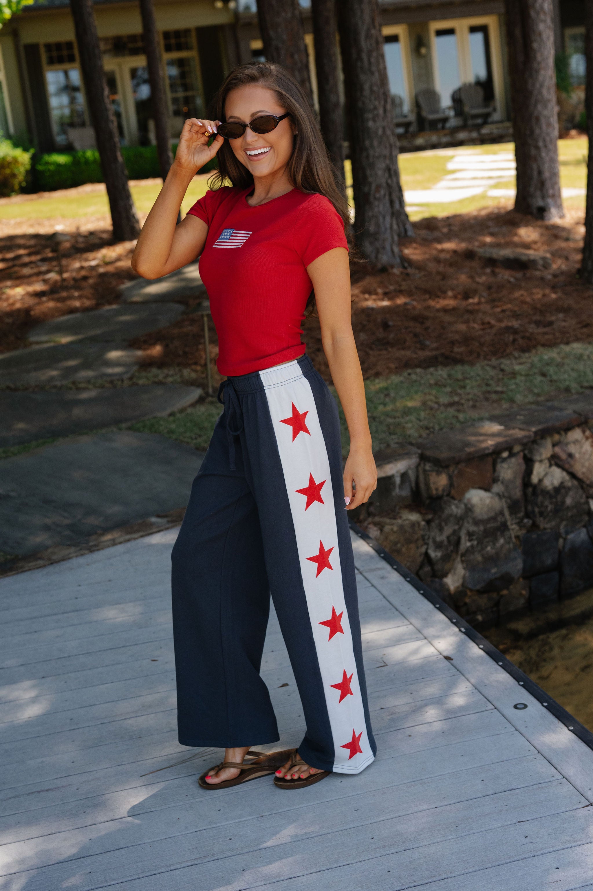 American Flag Short Sleeve T-Shirt-Red