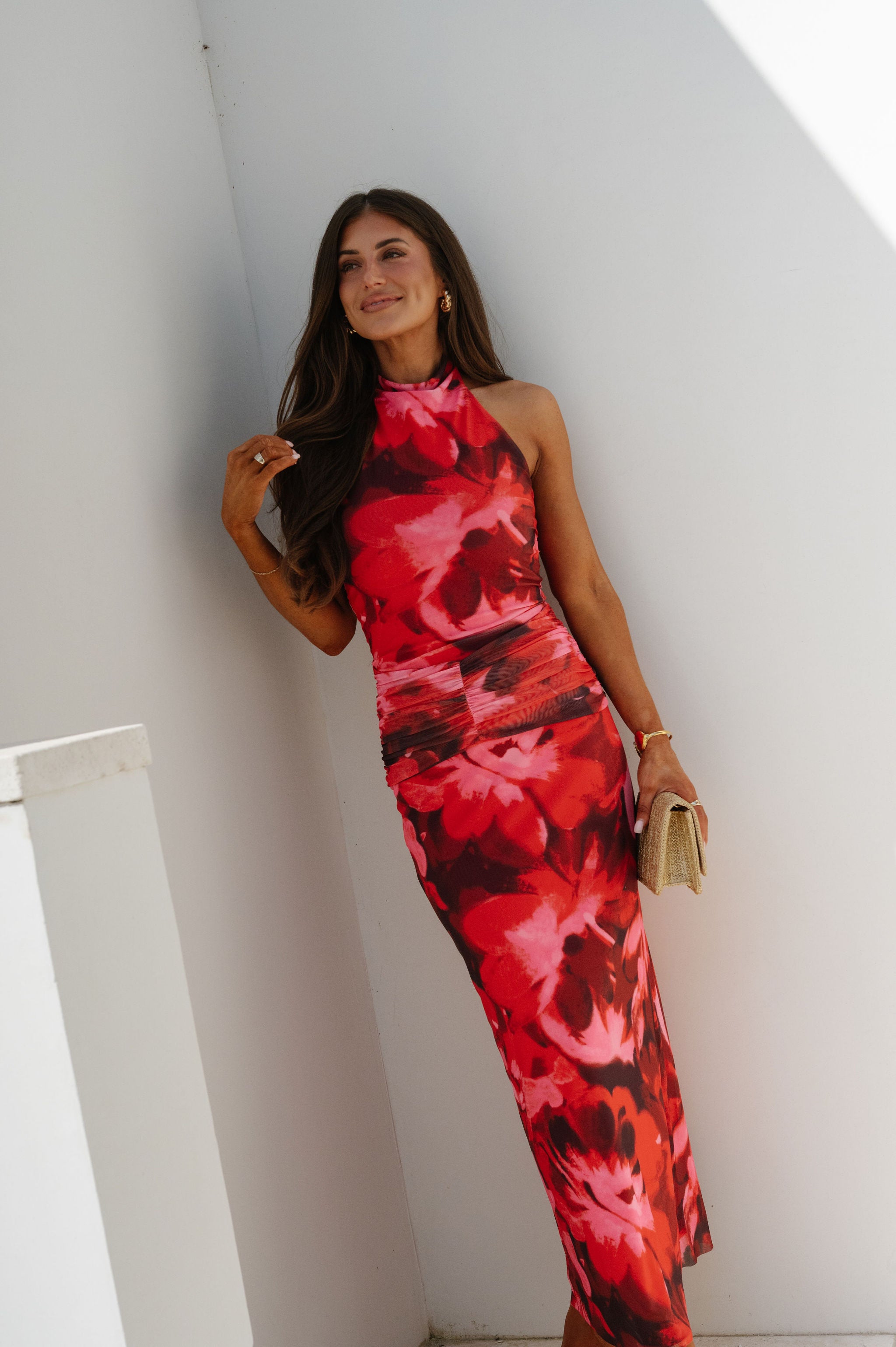 Barley Maxi Dress-Red Floral