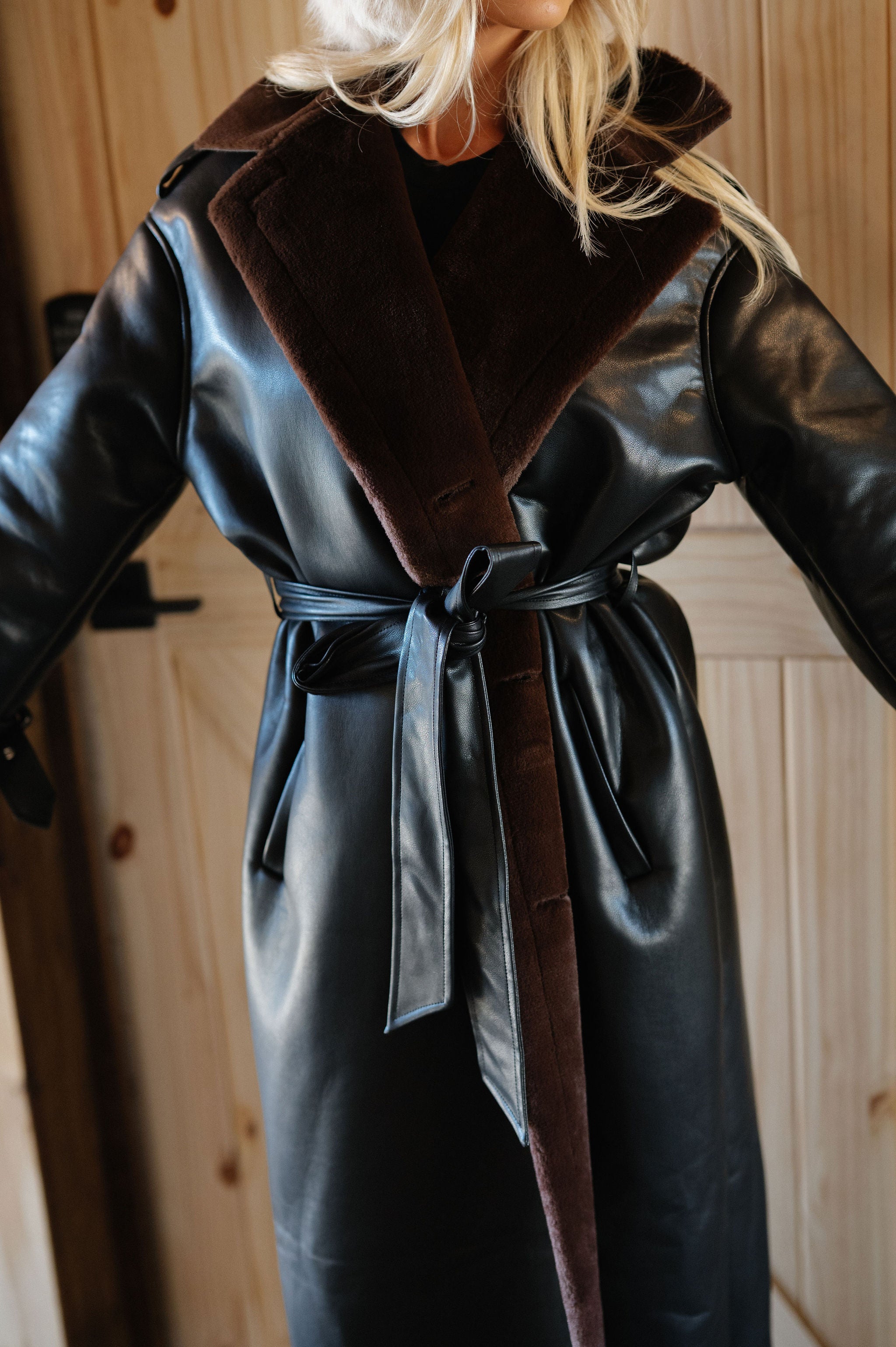 Delaney Faux Fur Trimmed Coat-Black