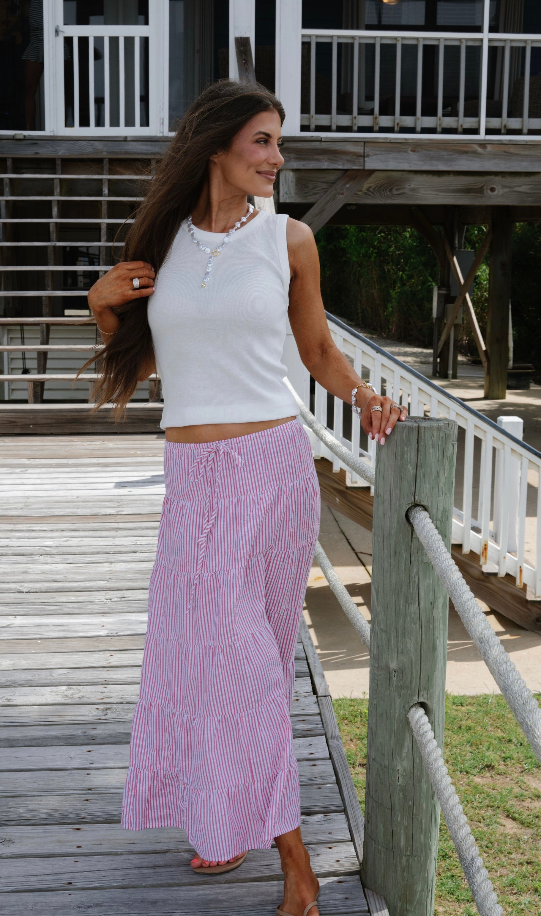 Benny Maxi Skirt-Red/White