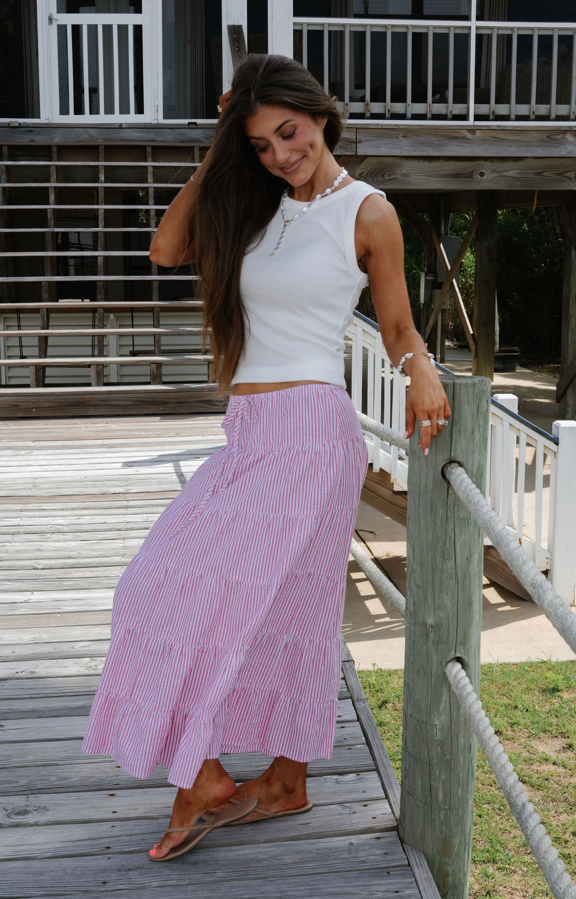 Benny Maxi Skirt-Red/White