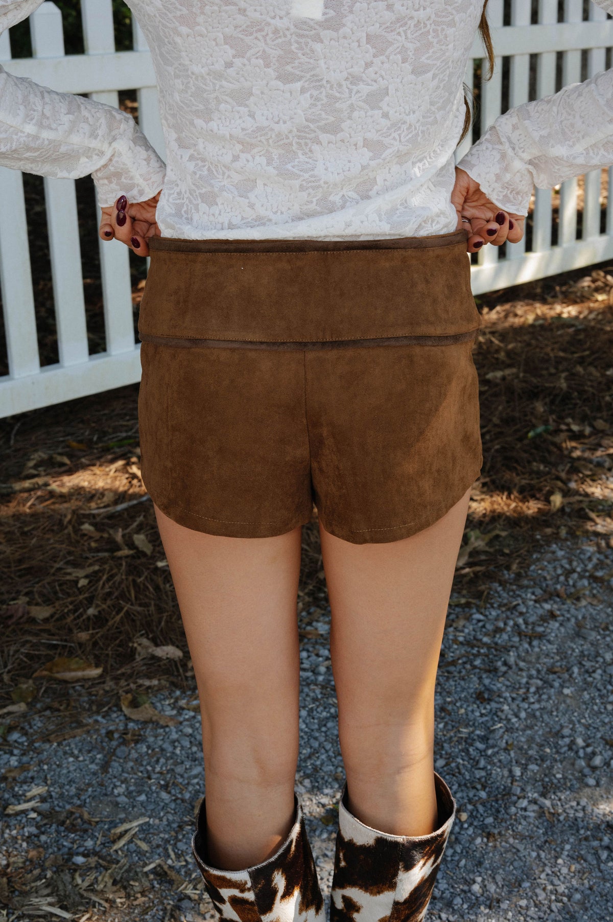 Faux Suede Micro Shorts-Tan