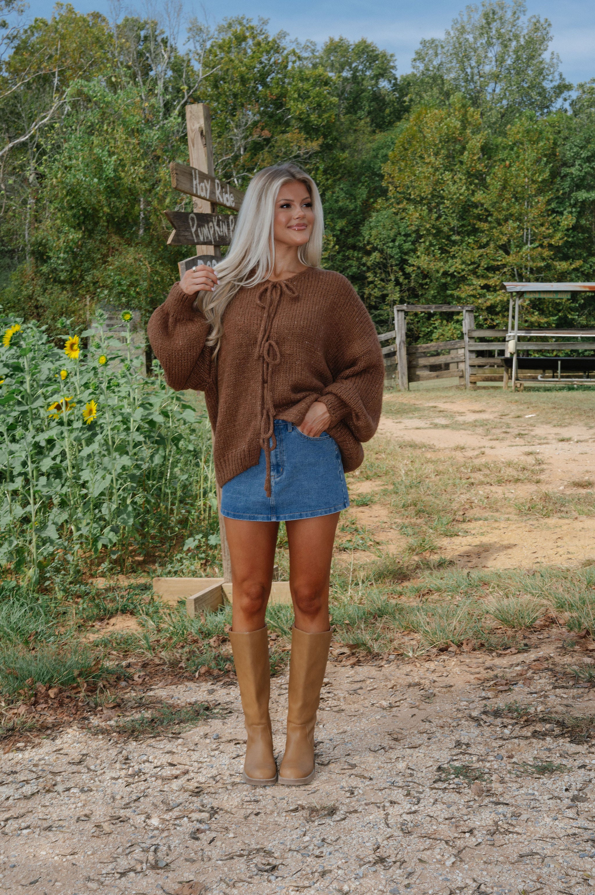 Huntley Tie Cardigan-Brown