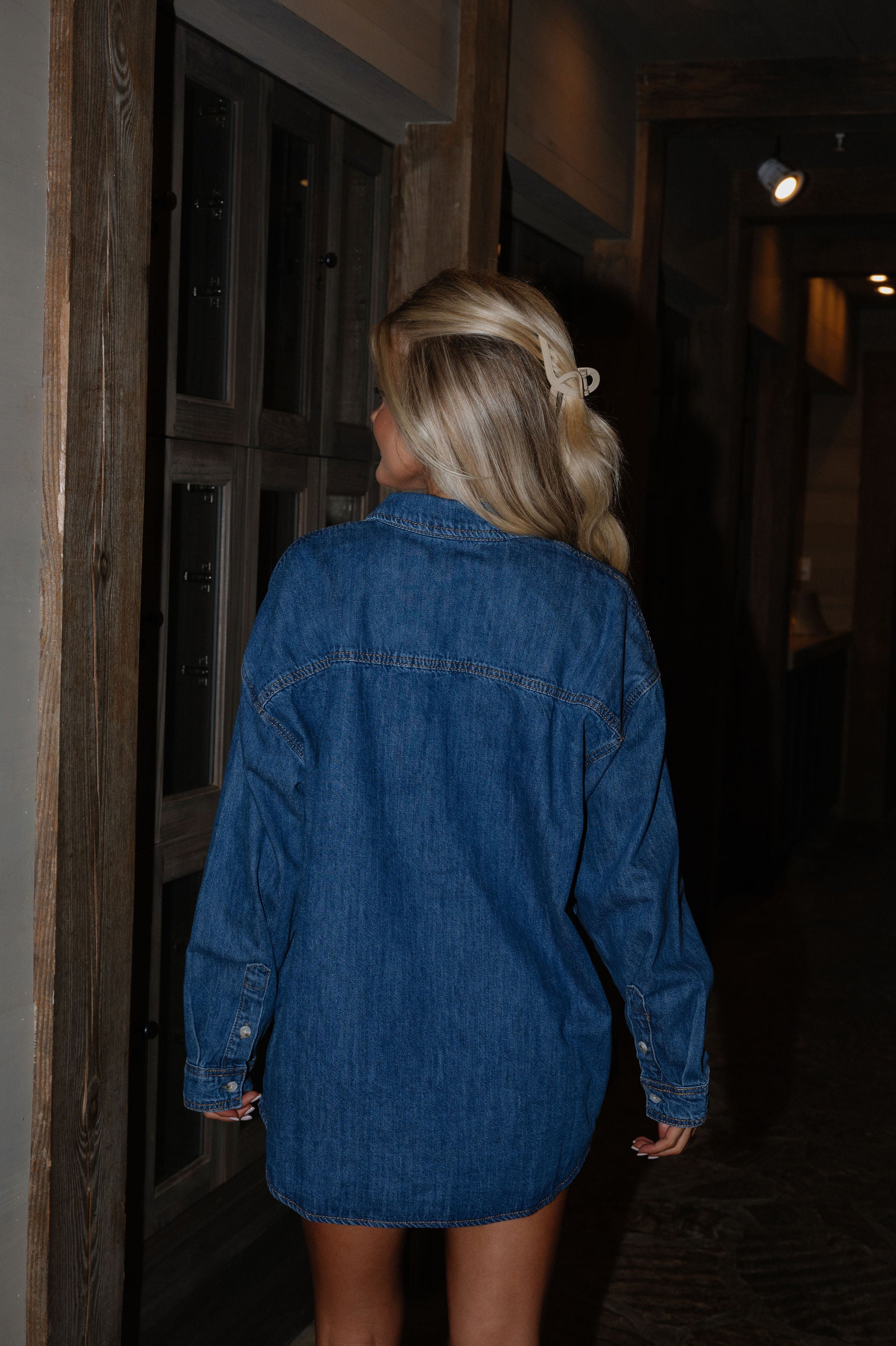 Washed Button-Up Denim Shirt