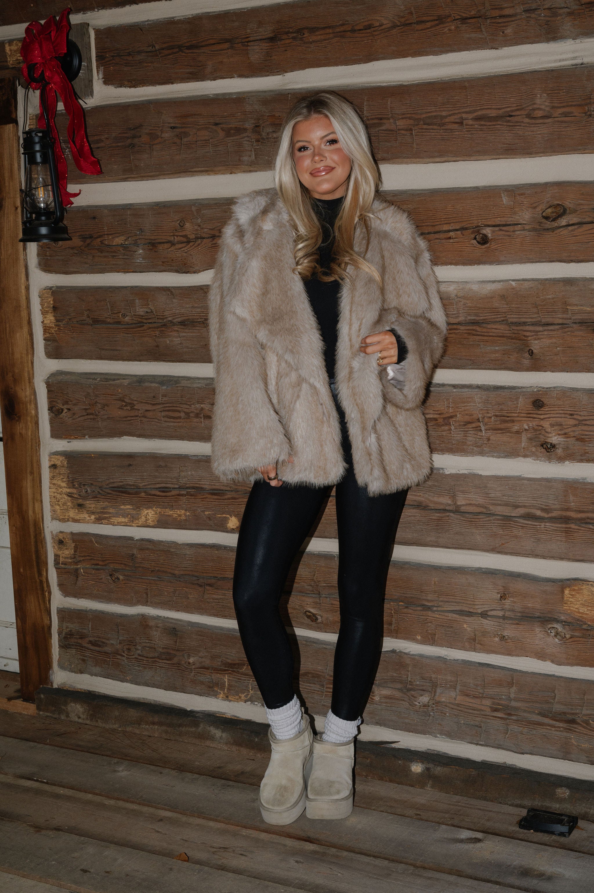 Juliana Faux Fur Coat-Oatmeal