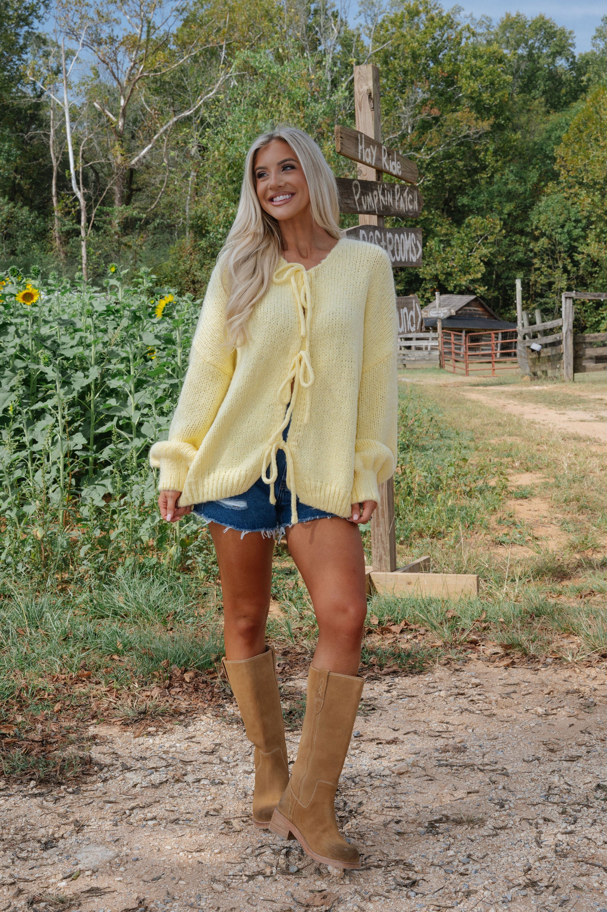 Huntley Tie Cardigan-Yellow