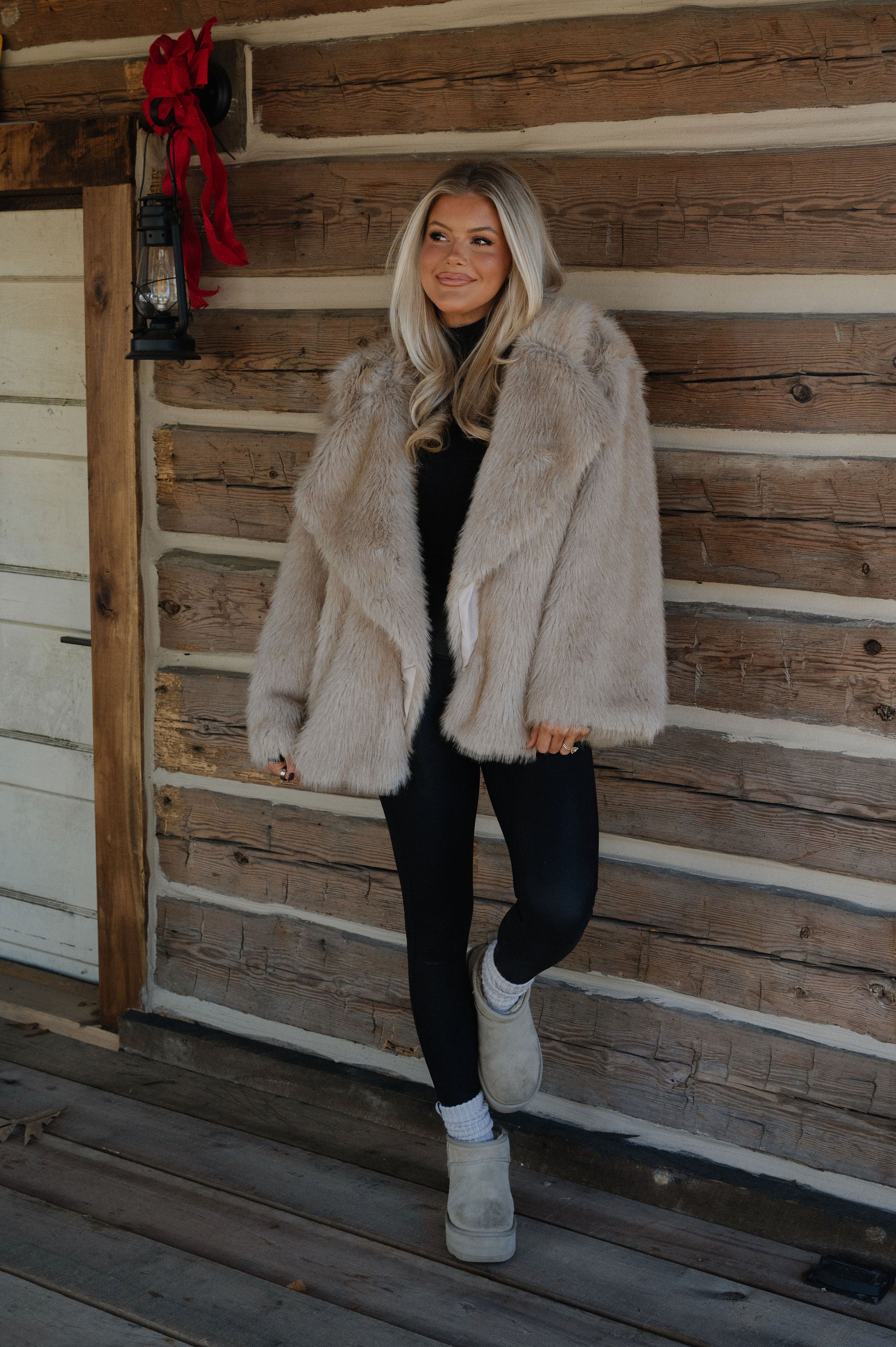Juliana Faux Fur Coat-Oatmeal