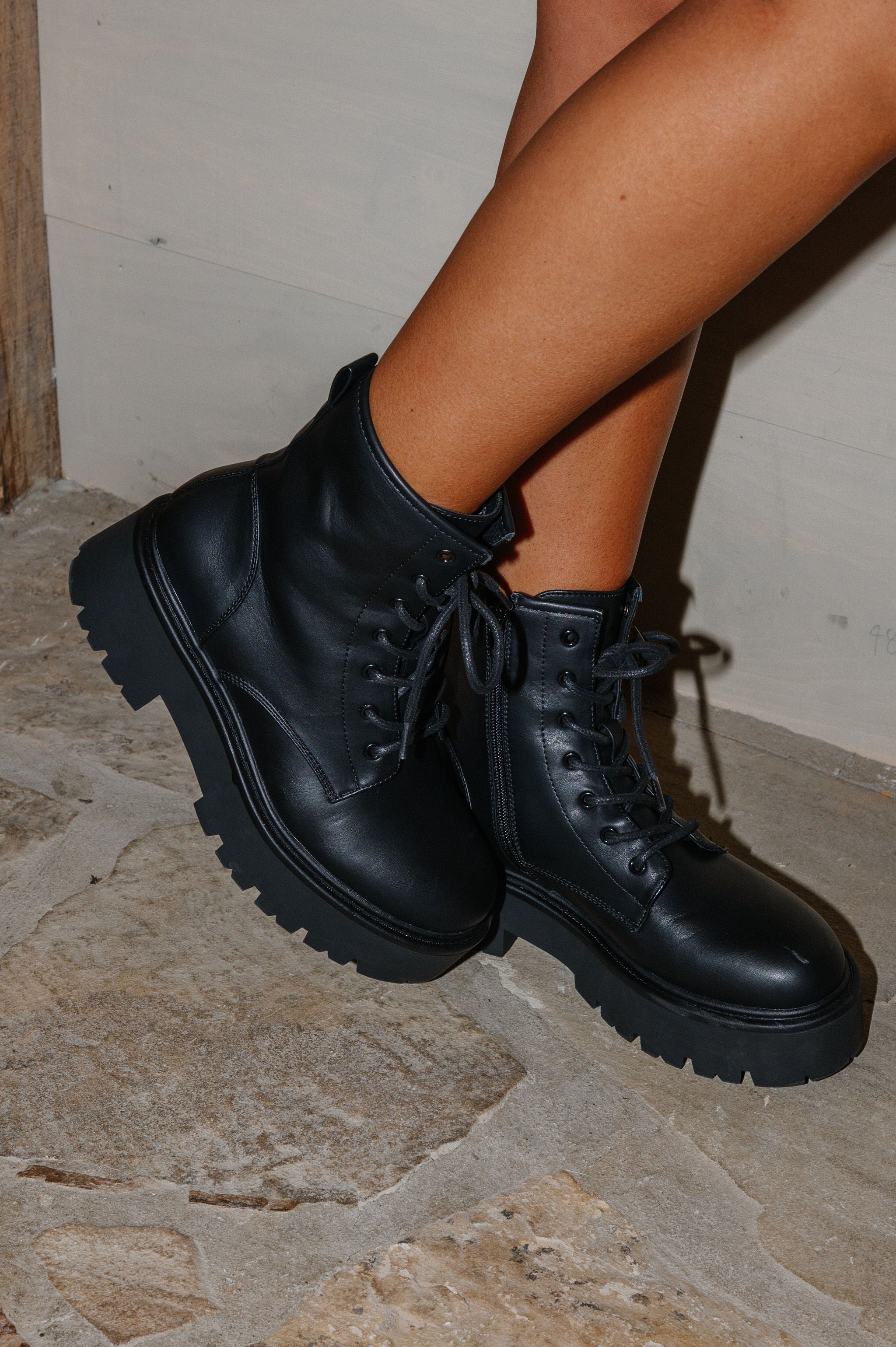 Channt Lace Up Boot-Black
