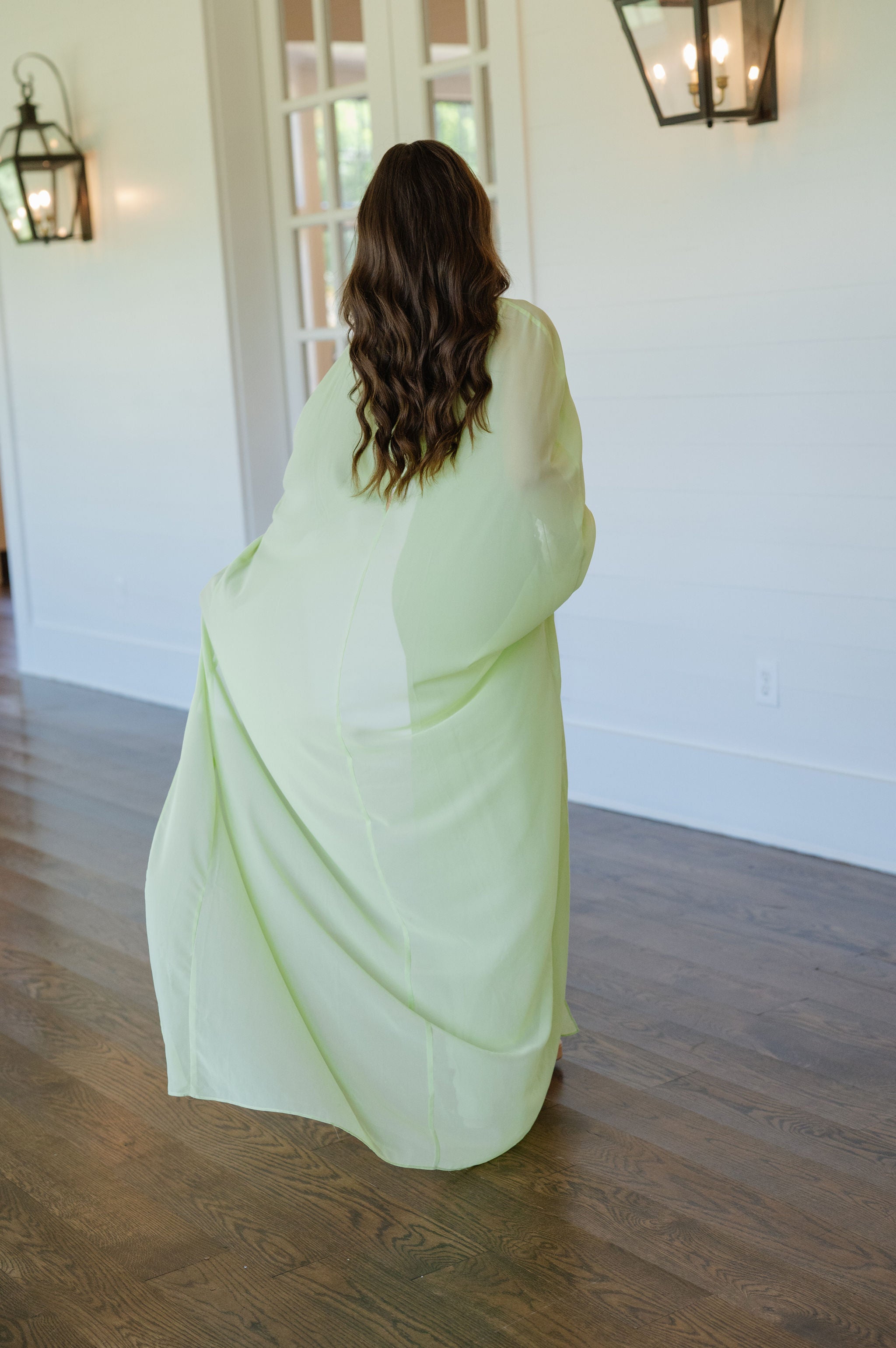 PREORDER//Cape Overlay Satin Maxi Dress-Green//SHIPPING 9/1!
