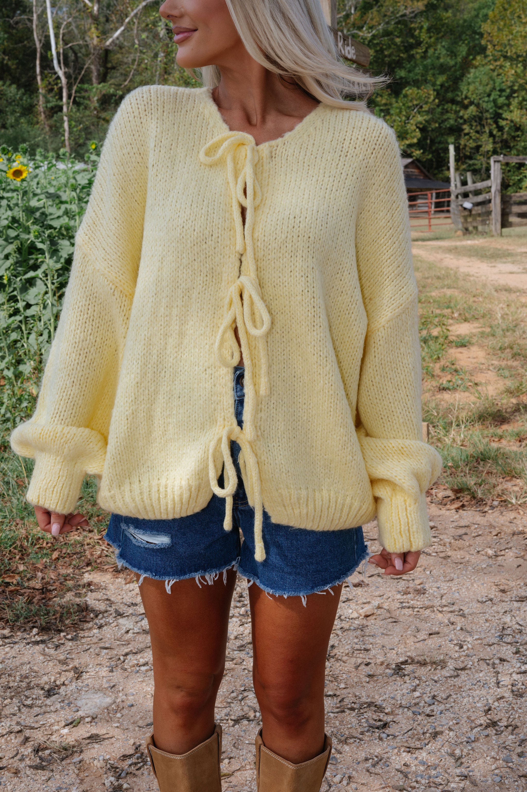Huntley Tie Cardigan-Yellow