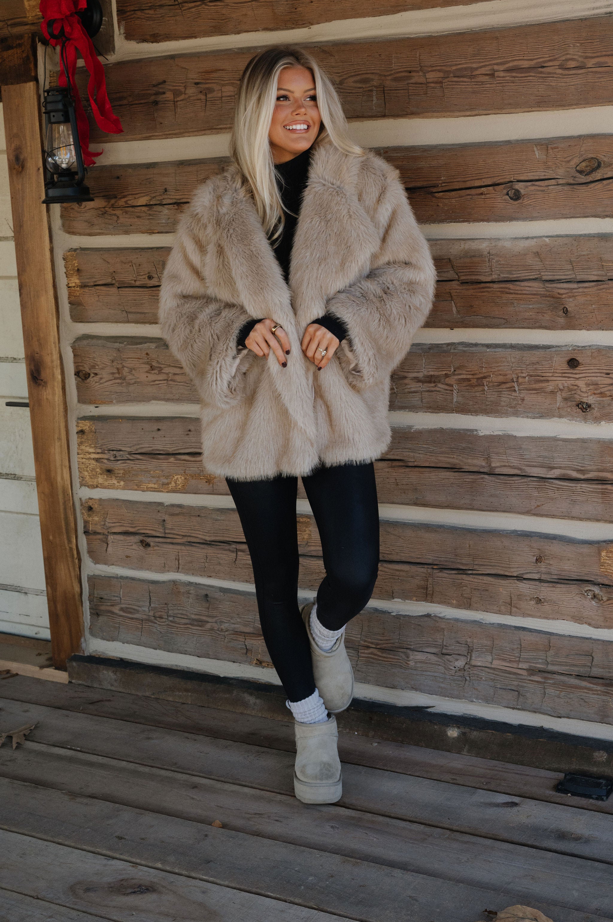 Juliana Faux Fur Coat-Oatmeal