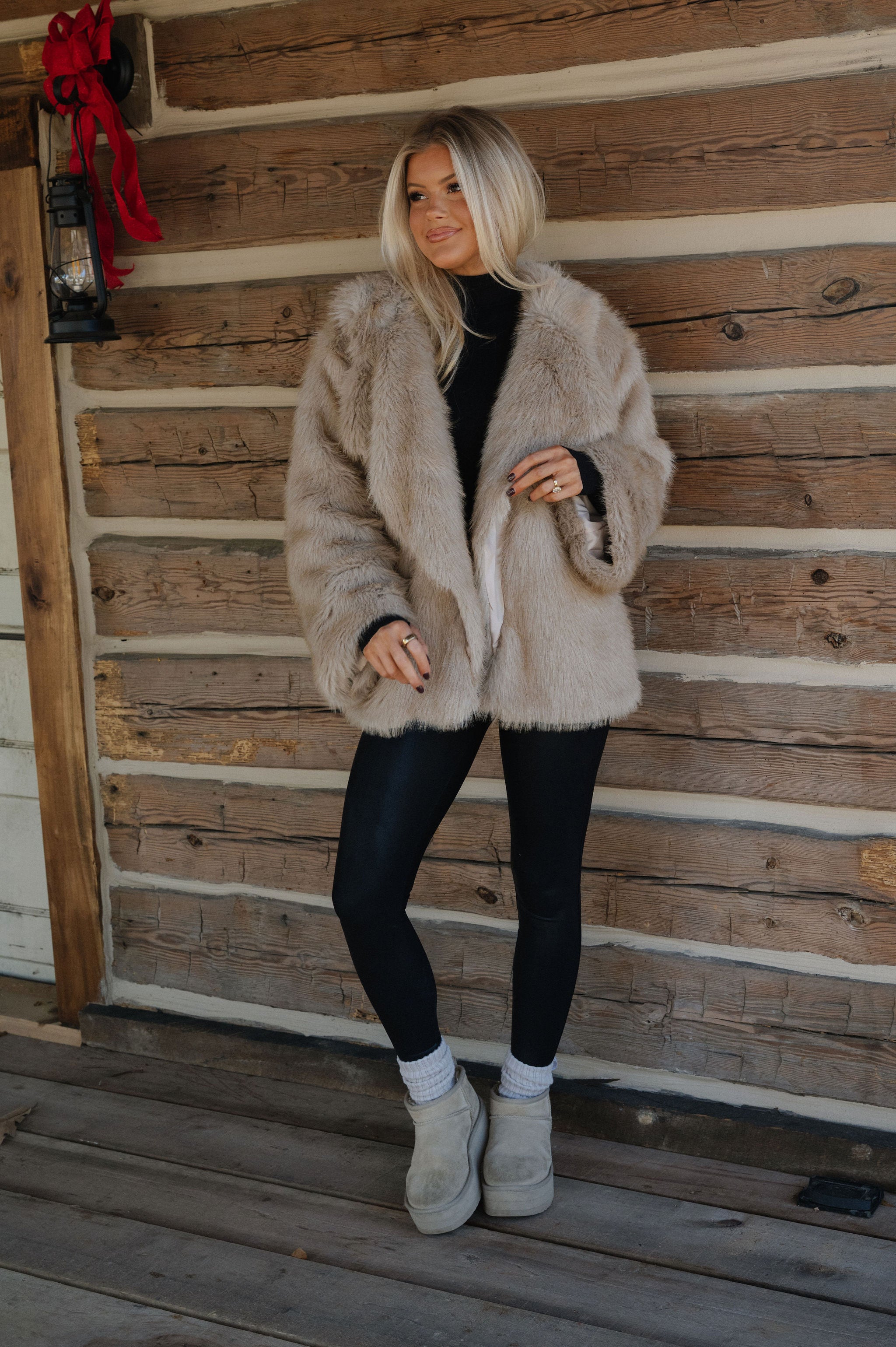 Juliana Faux Fur Coat-Oatmeal