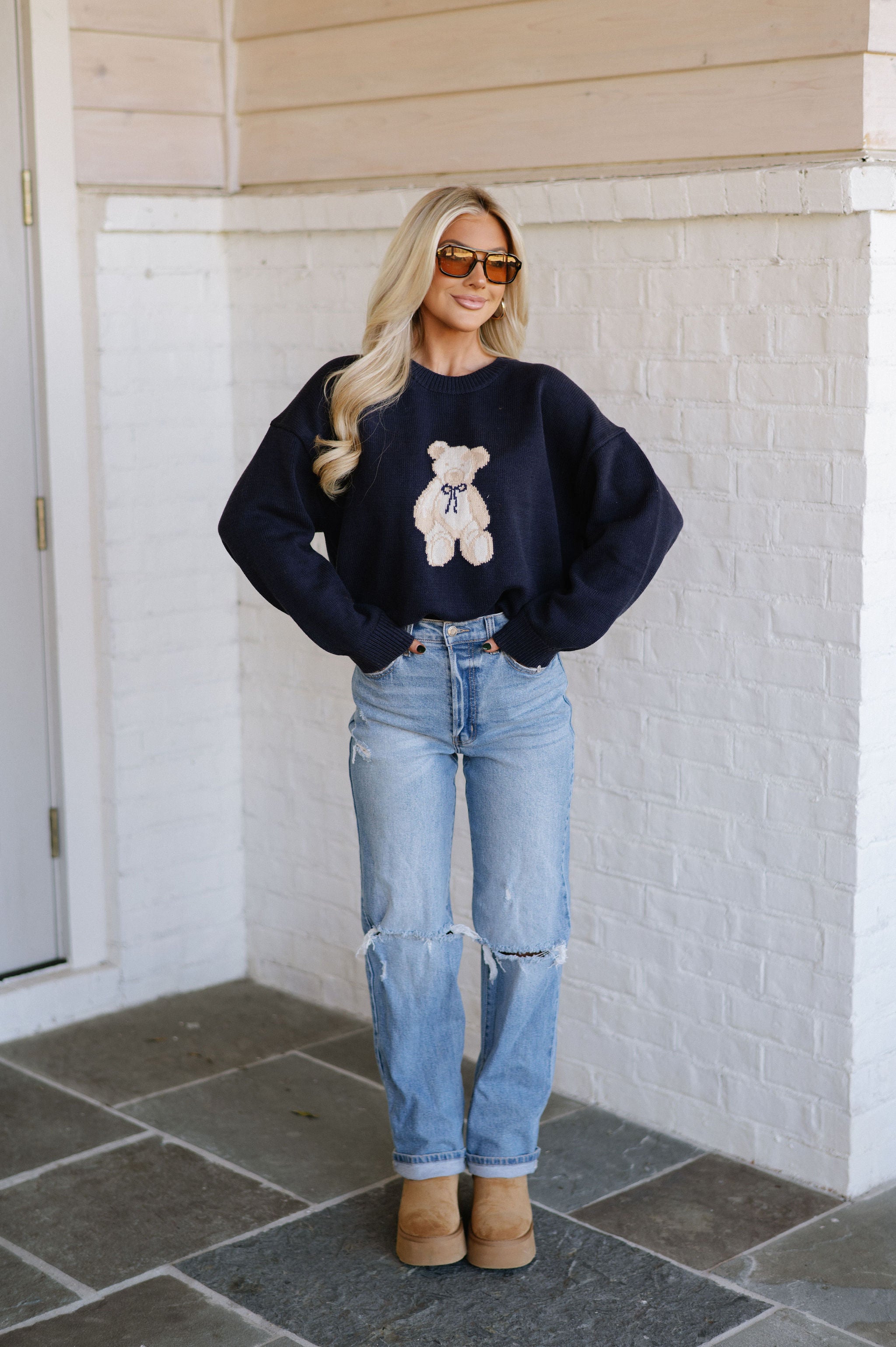 Navy Teddy Graphic Sweater