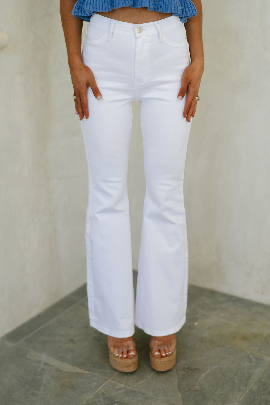 Max High Waisted Flare Jeans-White