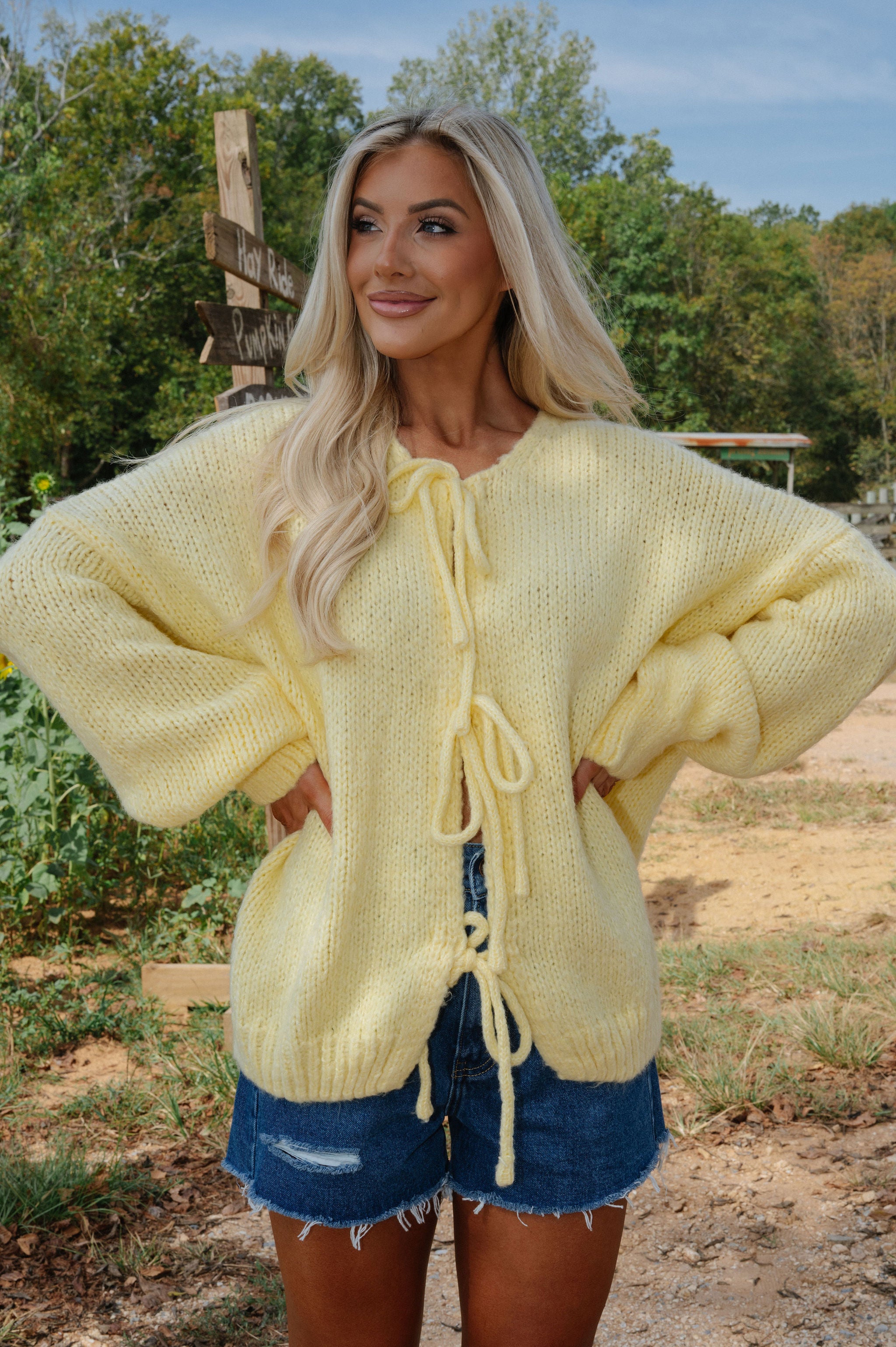 Huntley Tie Cardigan-Yellow