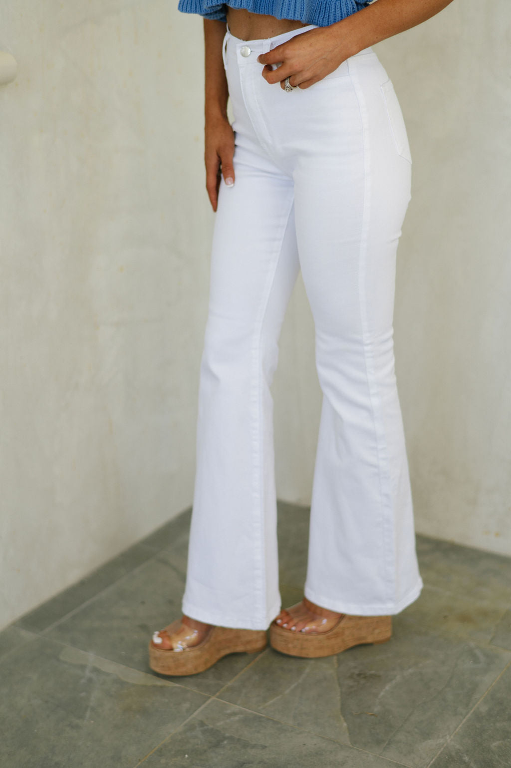 Max High Waisted Flare Jeans-White