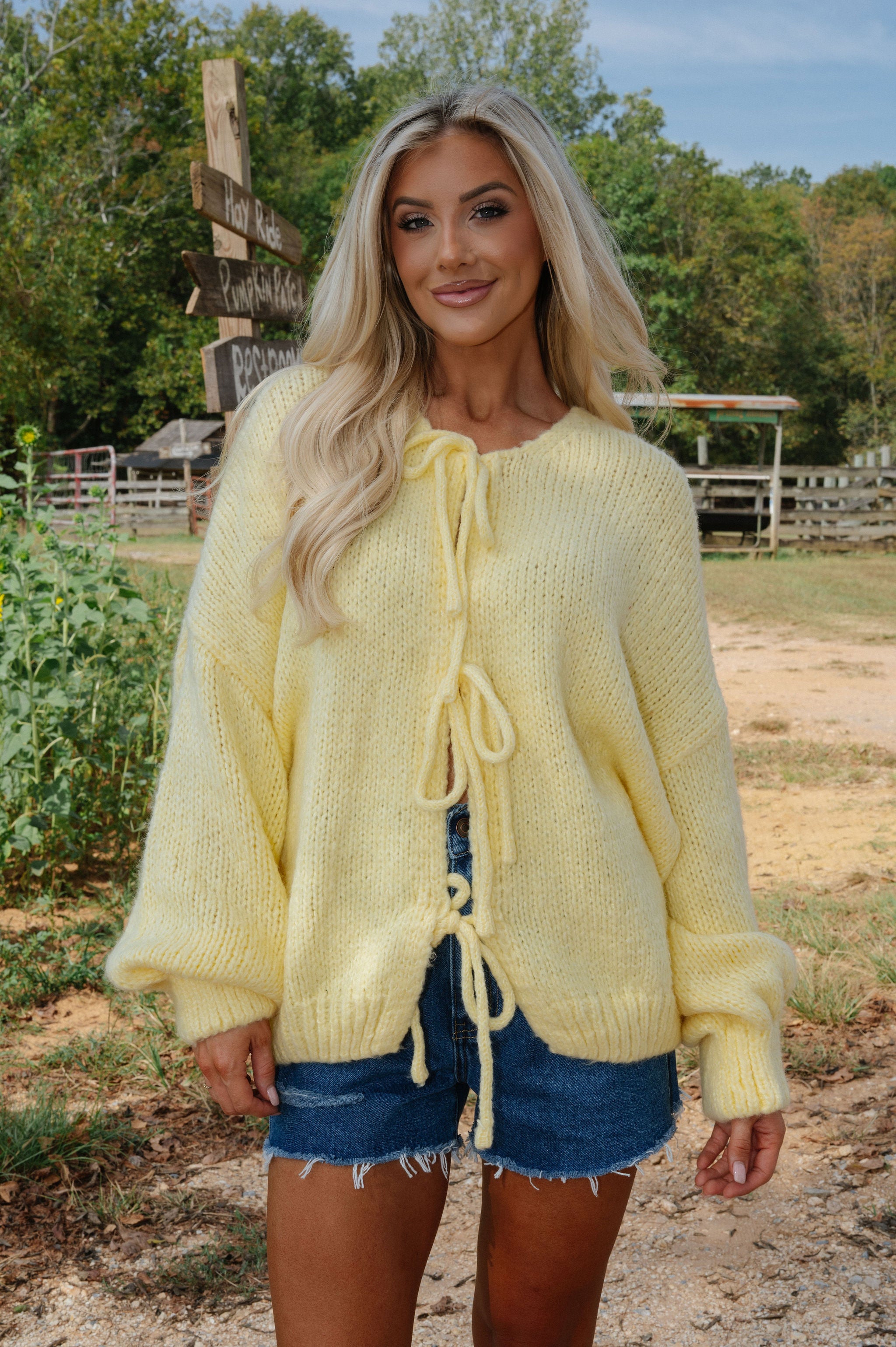 Huntley Tie Cardigan-Yellow