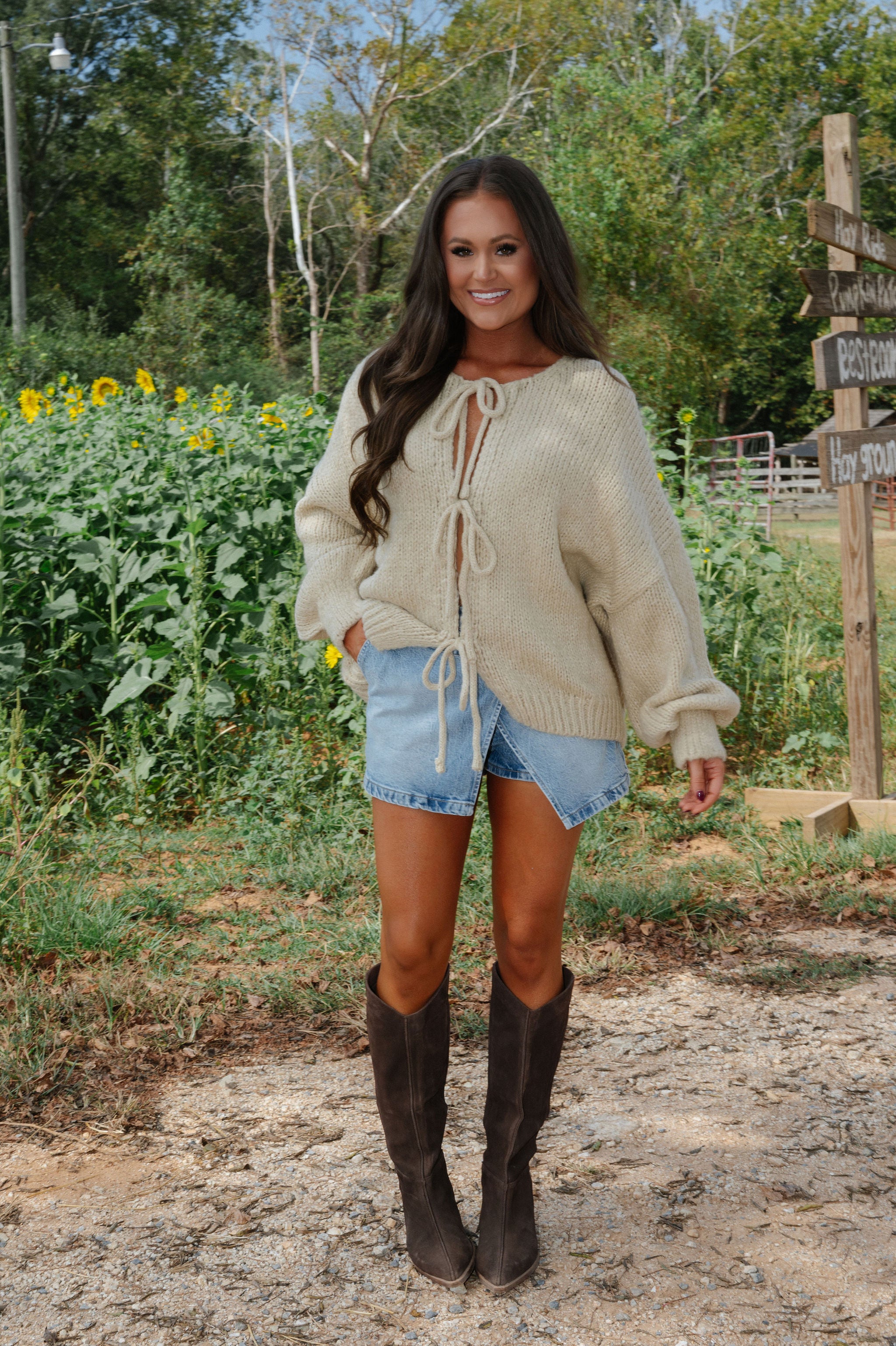 Huntley Tie Cardigan-Light Taupe