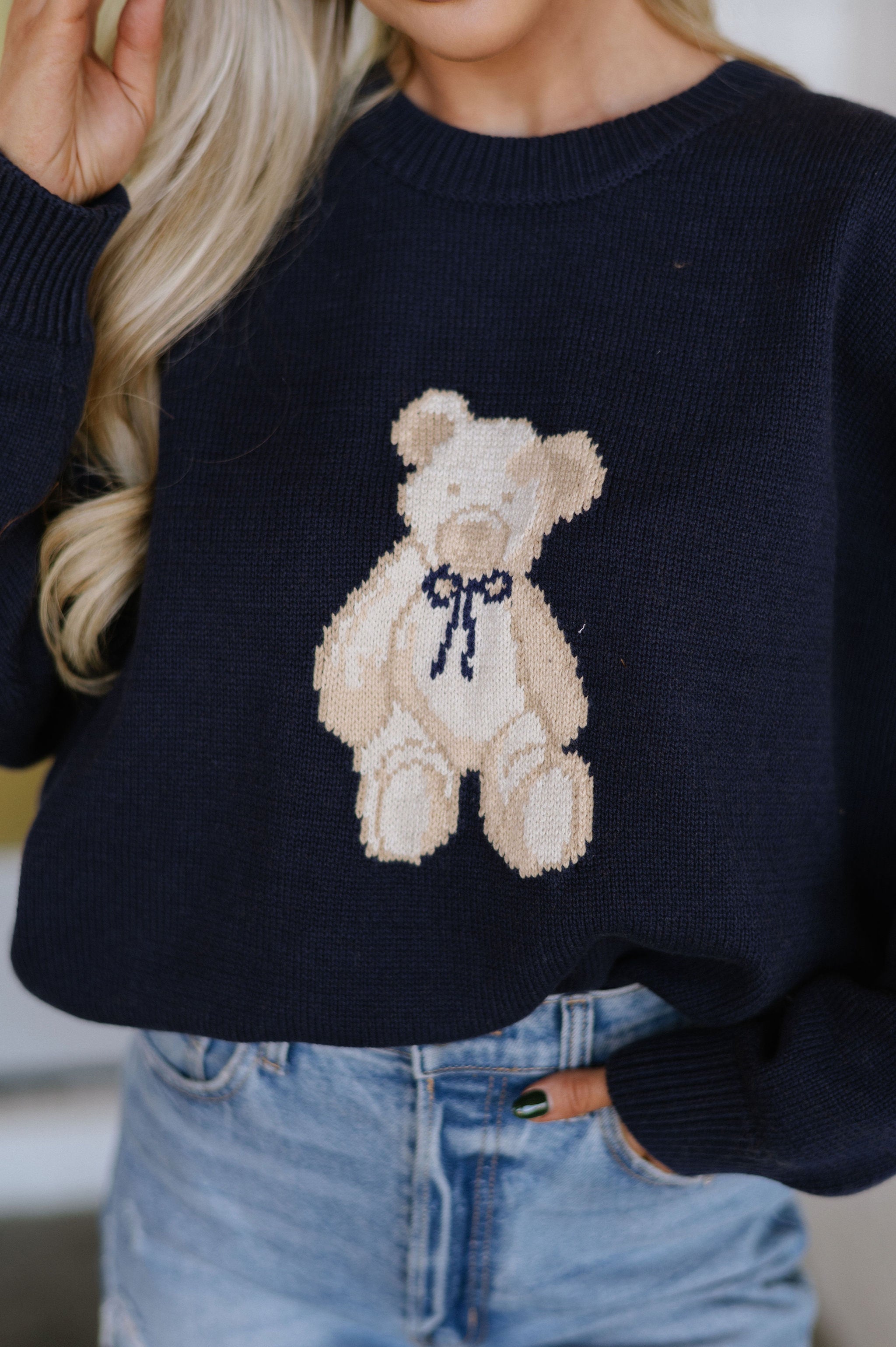 Navy Teddy Graphic Sweater