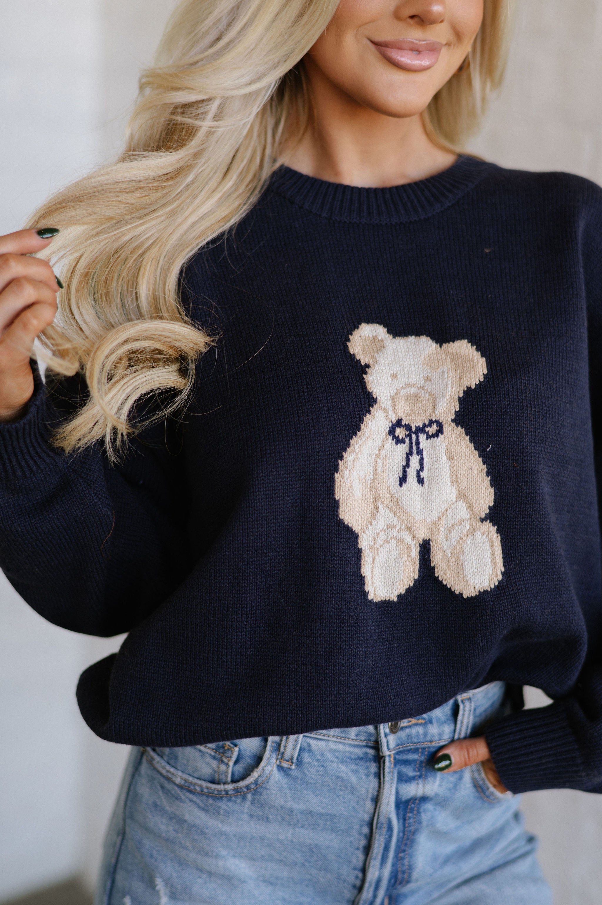 Navy Teddy Graphic Sweater