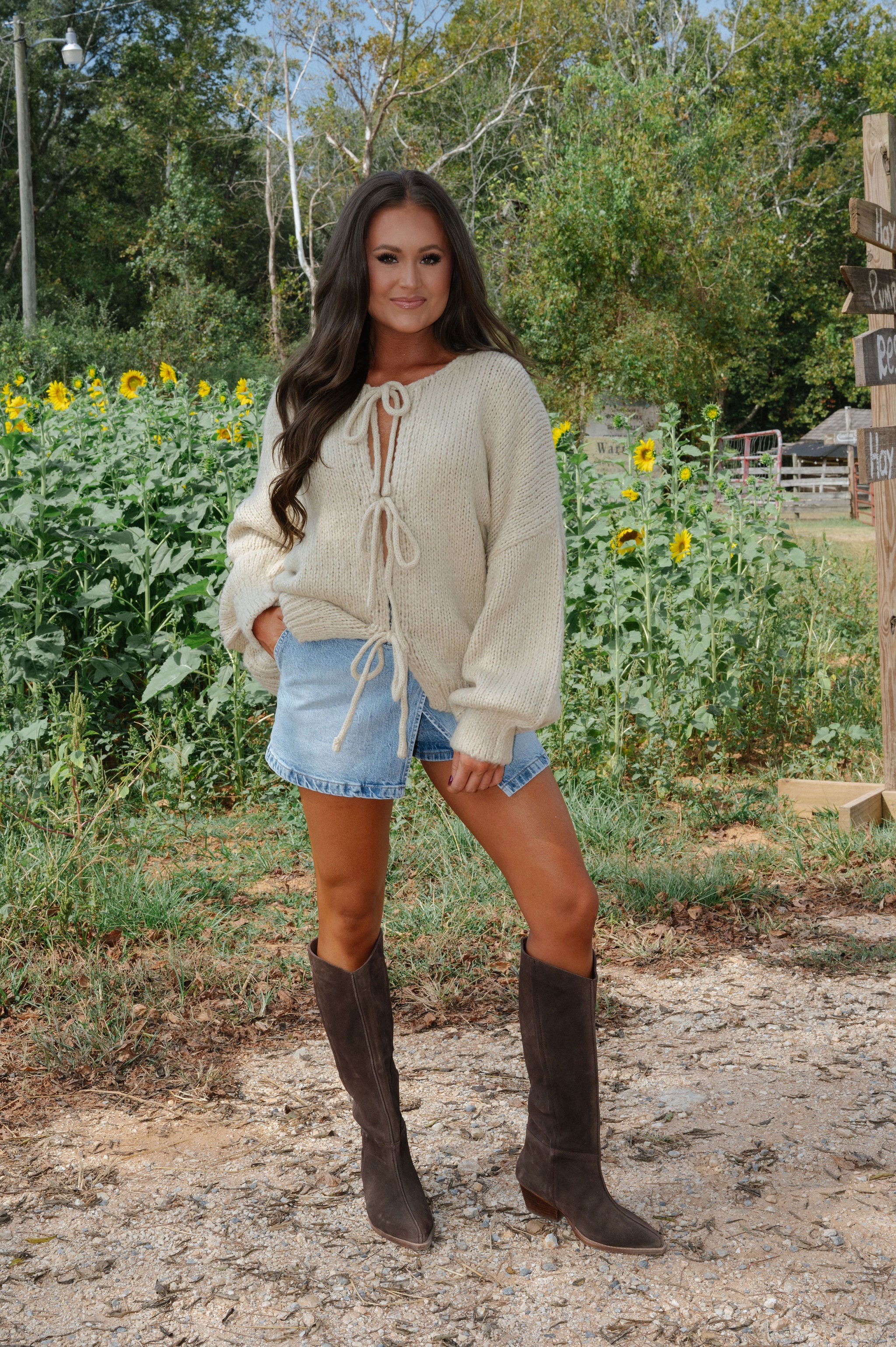 Huntley Tie Cardigan-Light Taupe