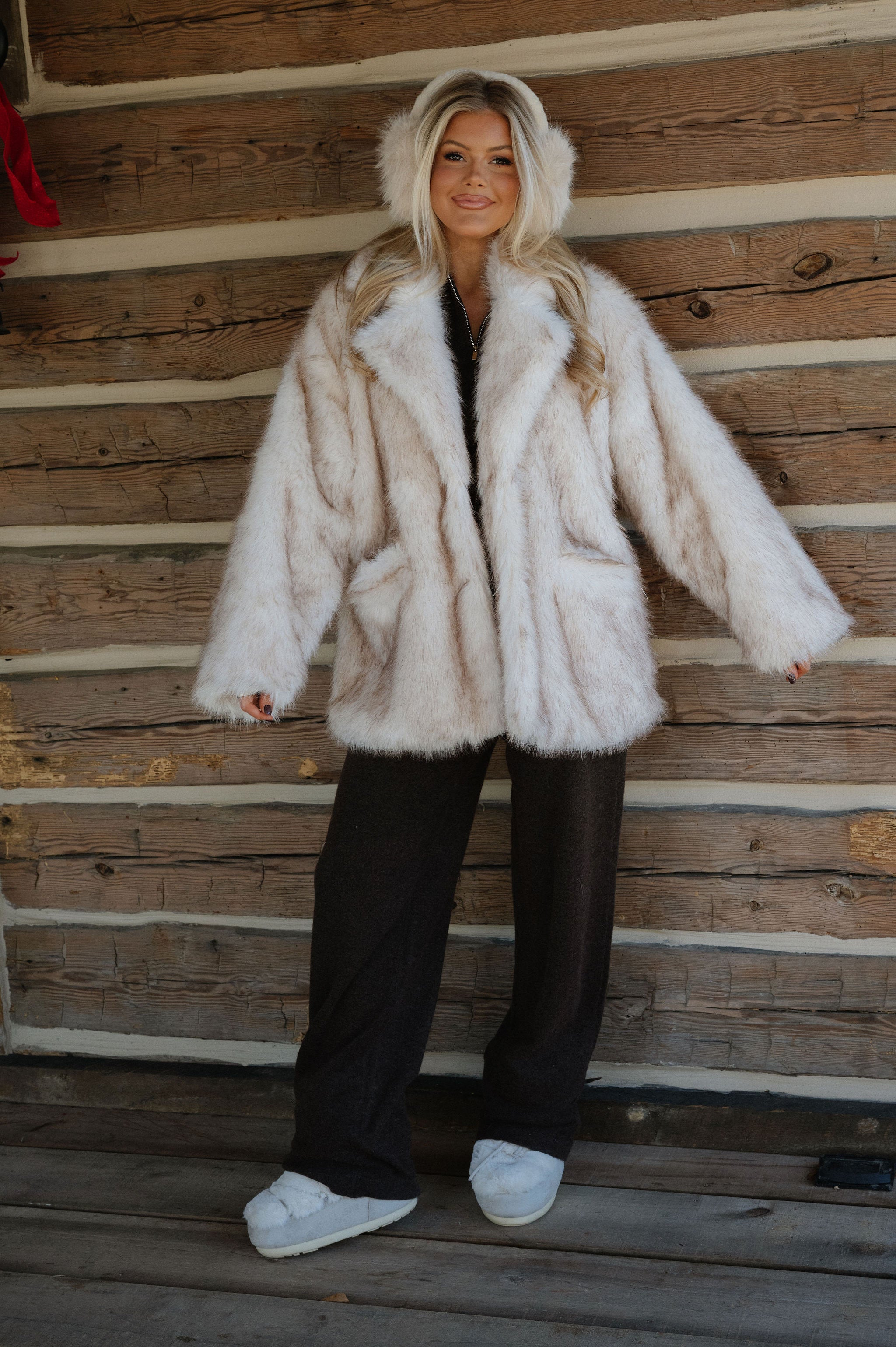 Jolie Oversized Faux Fur Jacket-Cream