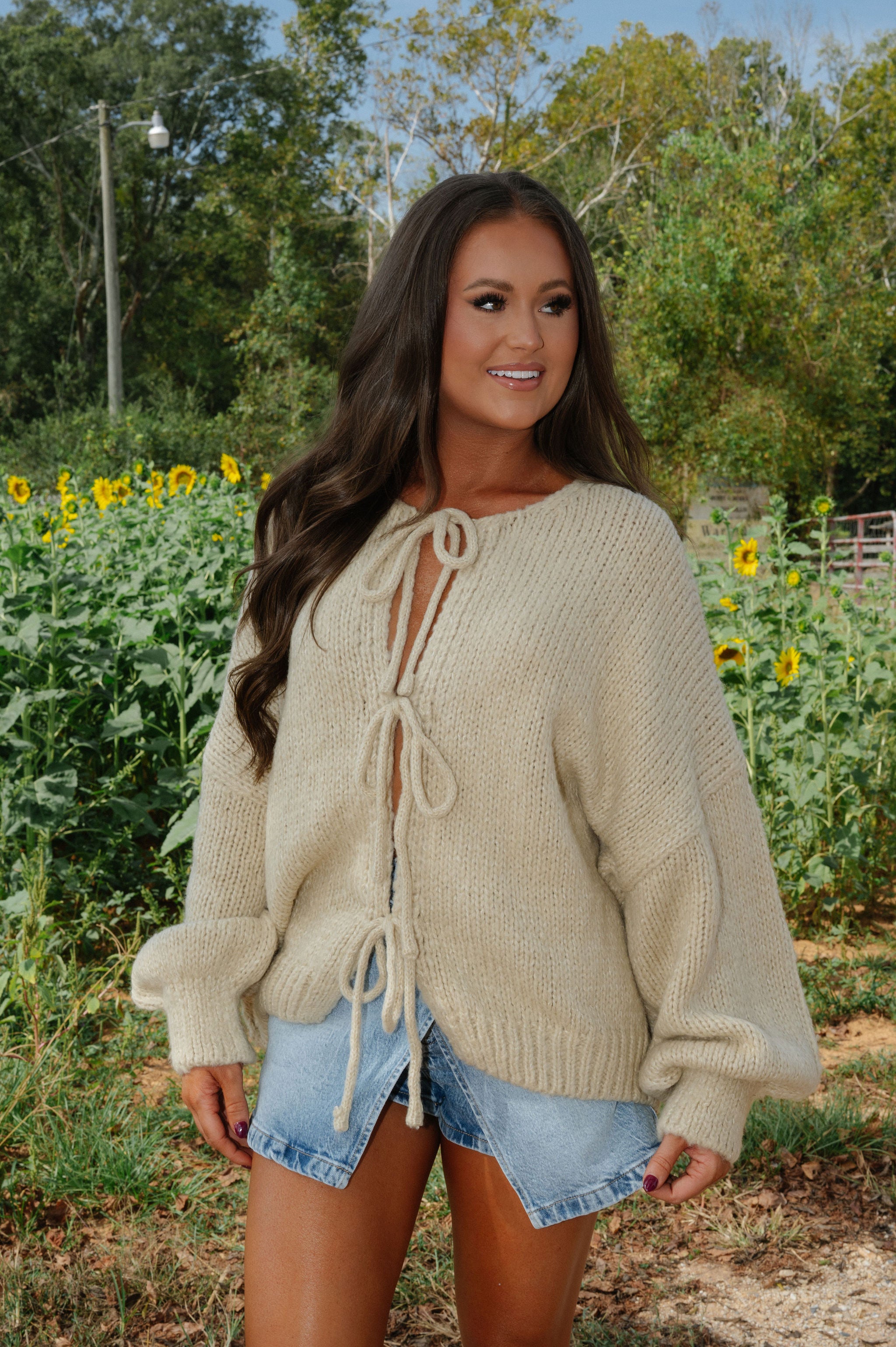 Huntley Tie Cardigan-Light Taupe