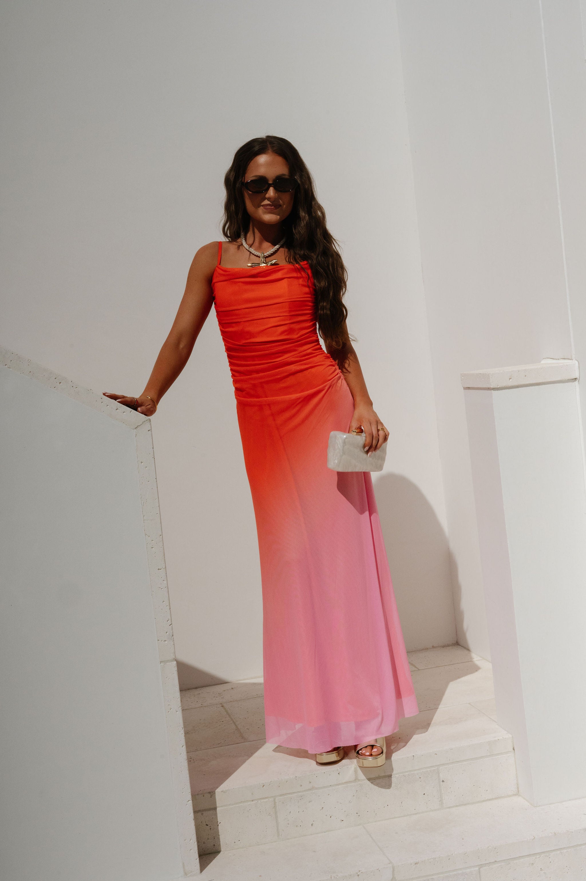 Fara Dress-Orange/Pink