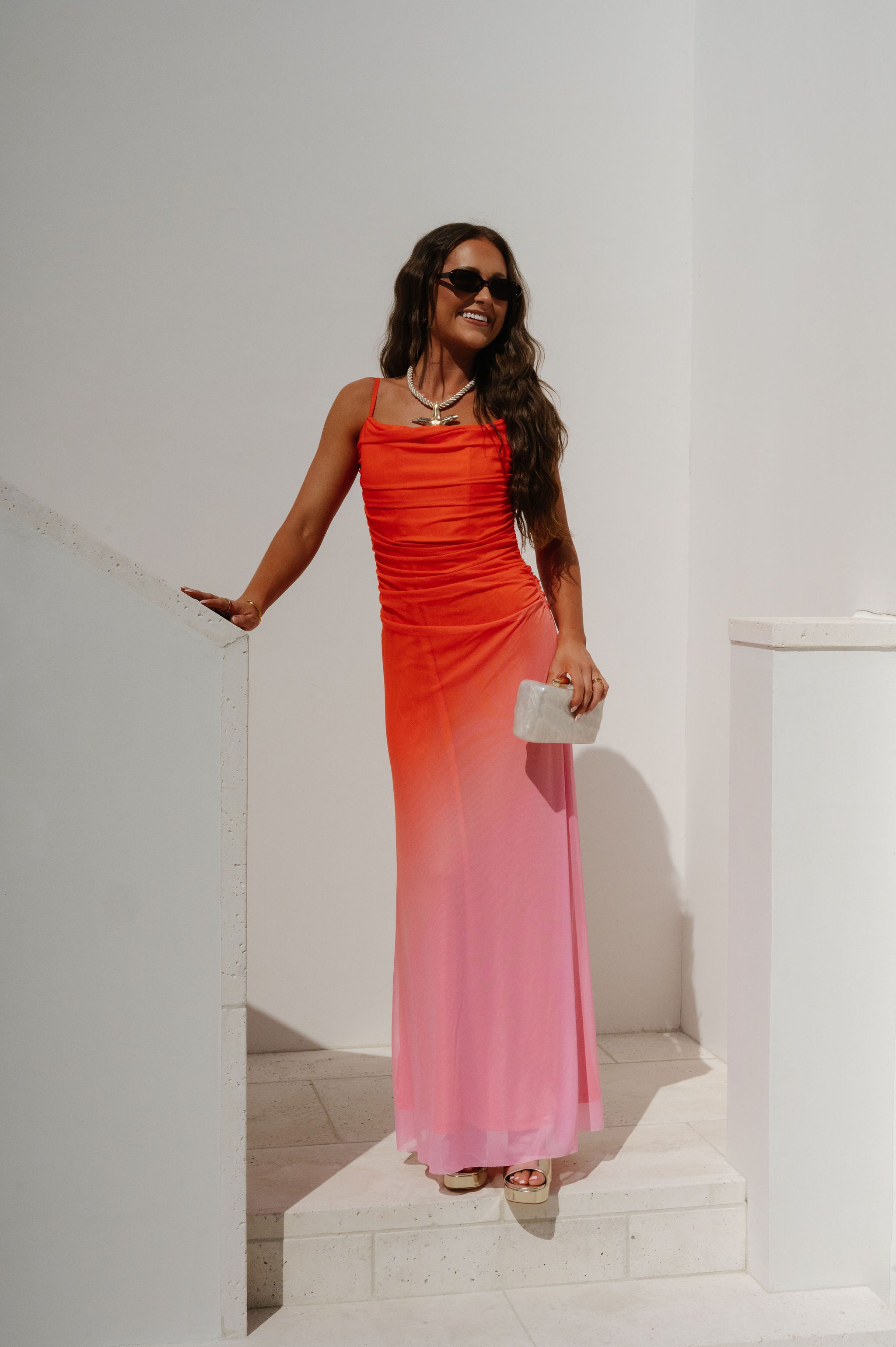 Fara Dress-Orange/Pink