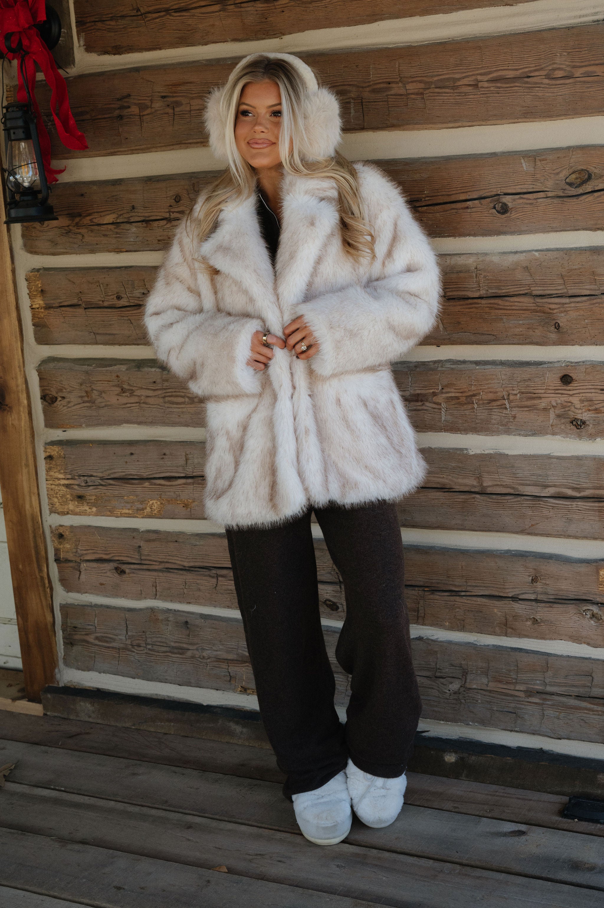 Jolie Oversized Faux Fur Jacket-Cream