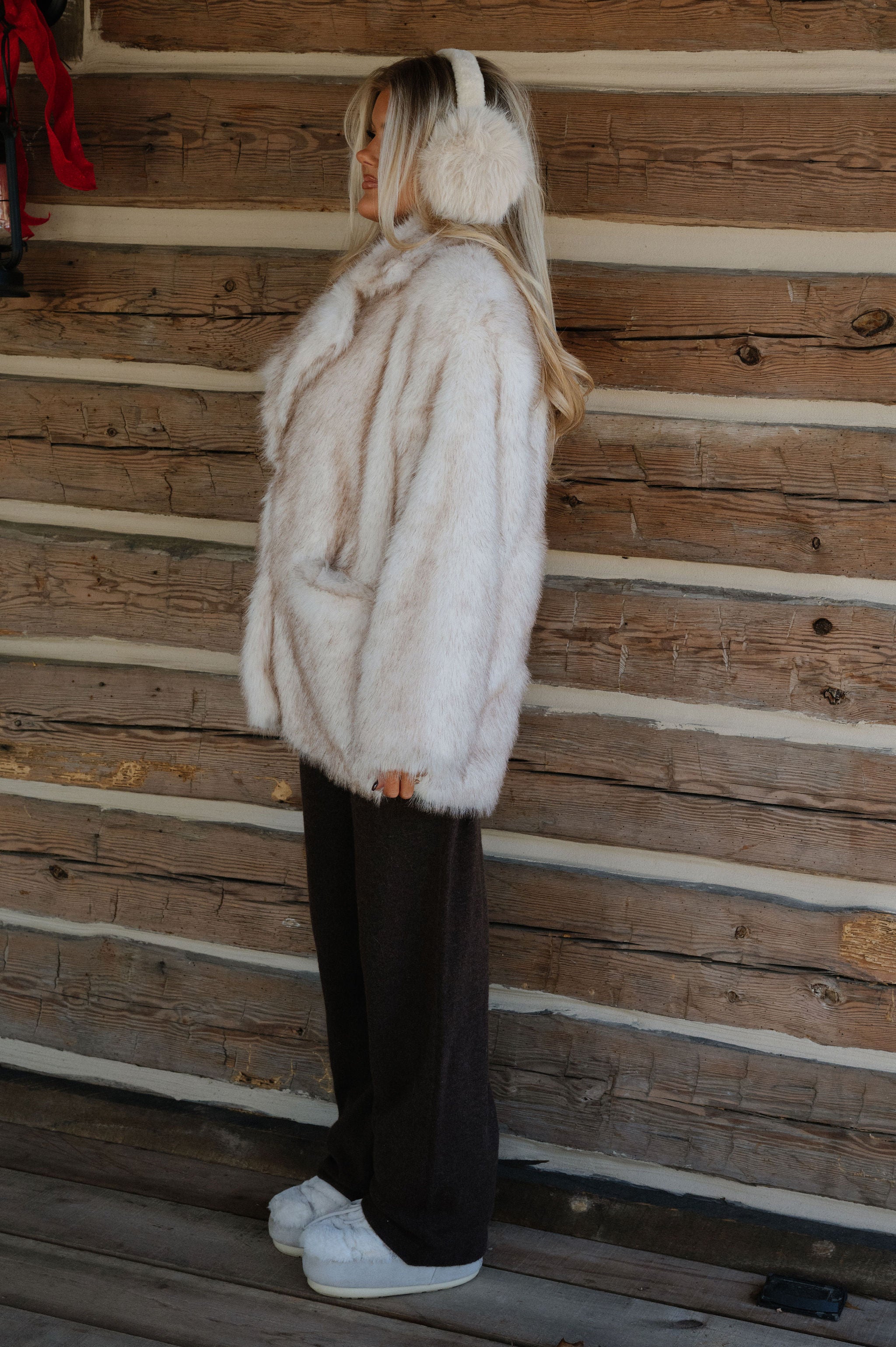 Jolie Oversized Faux Fur Jacket-Cream