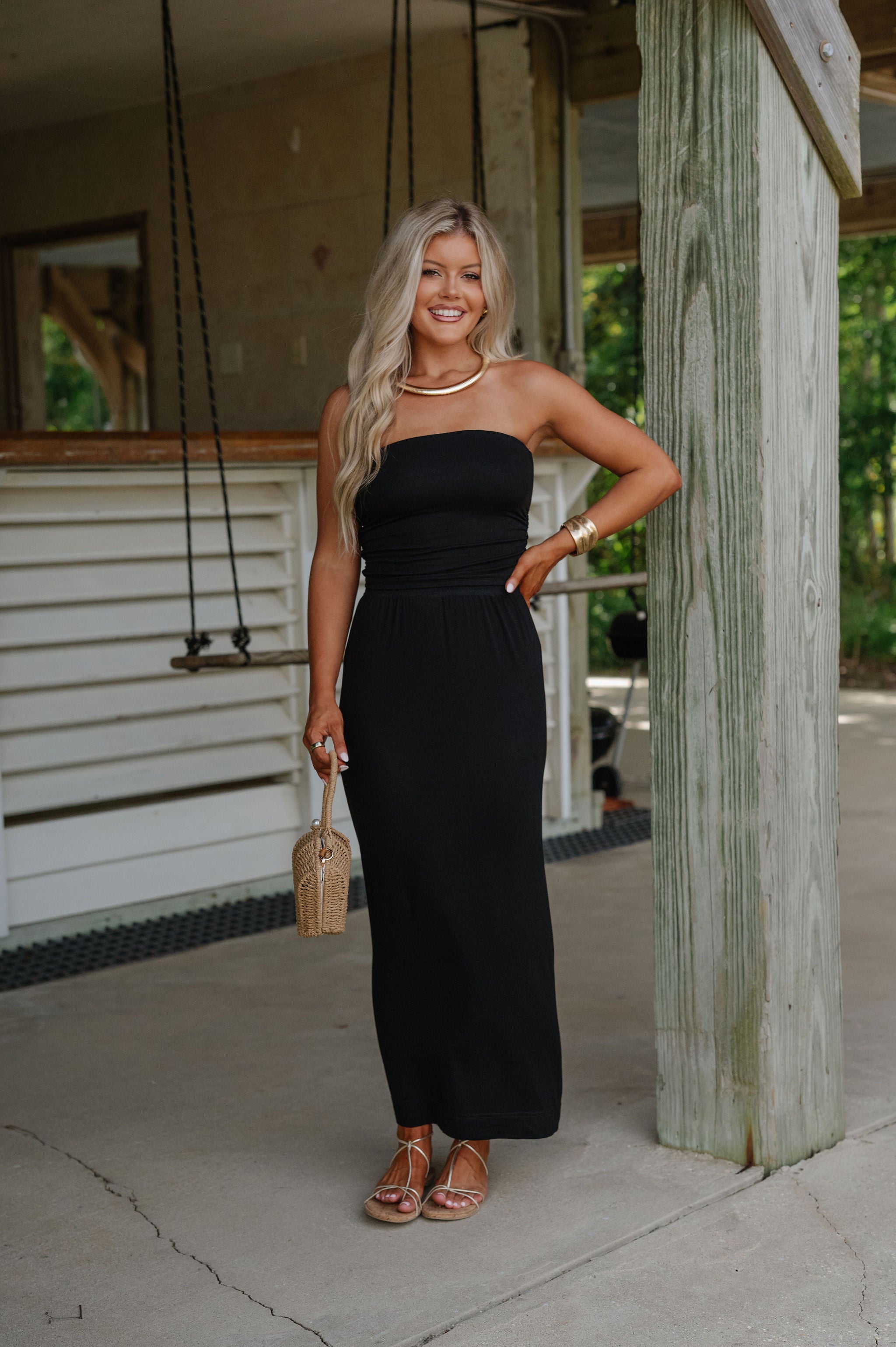 Lena Maxi Skirt Set-Black
