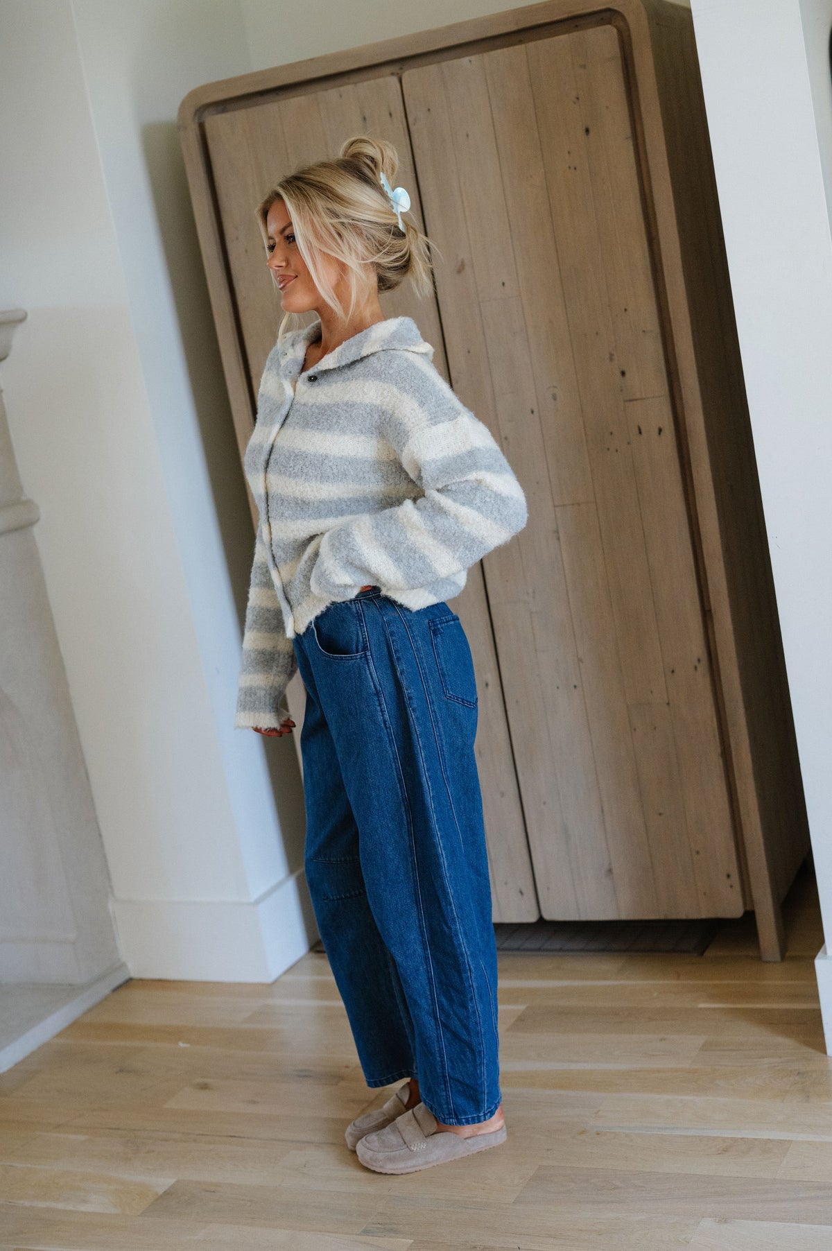 Mason Striped Sweater-Grey/Cream