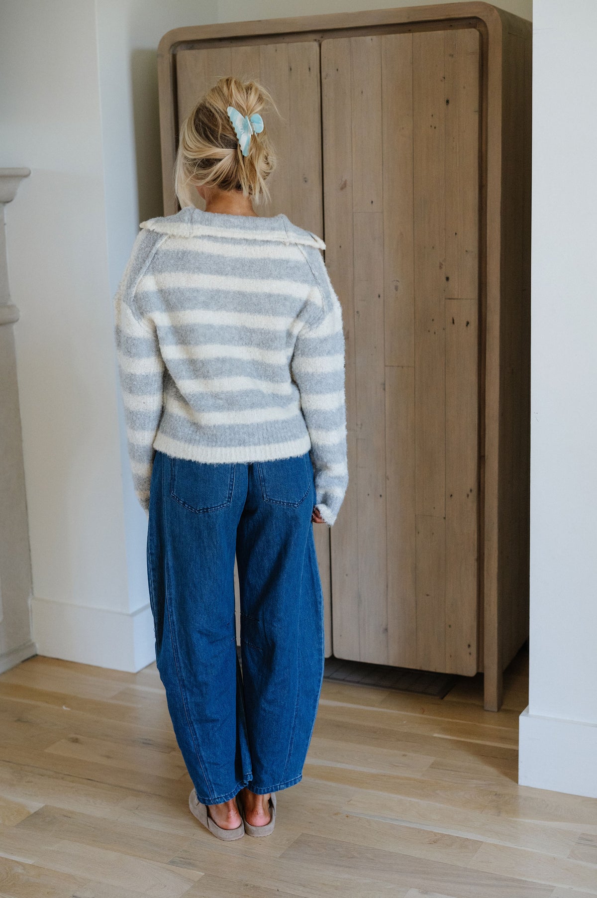 Mason Striped Sweater-Grey/Cream