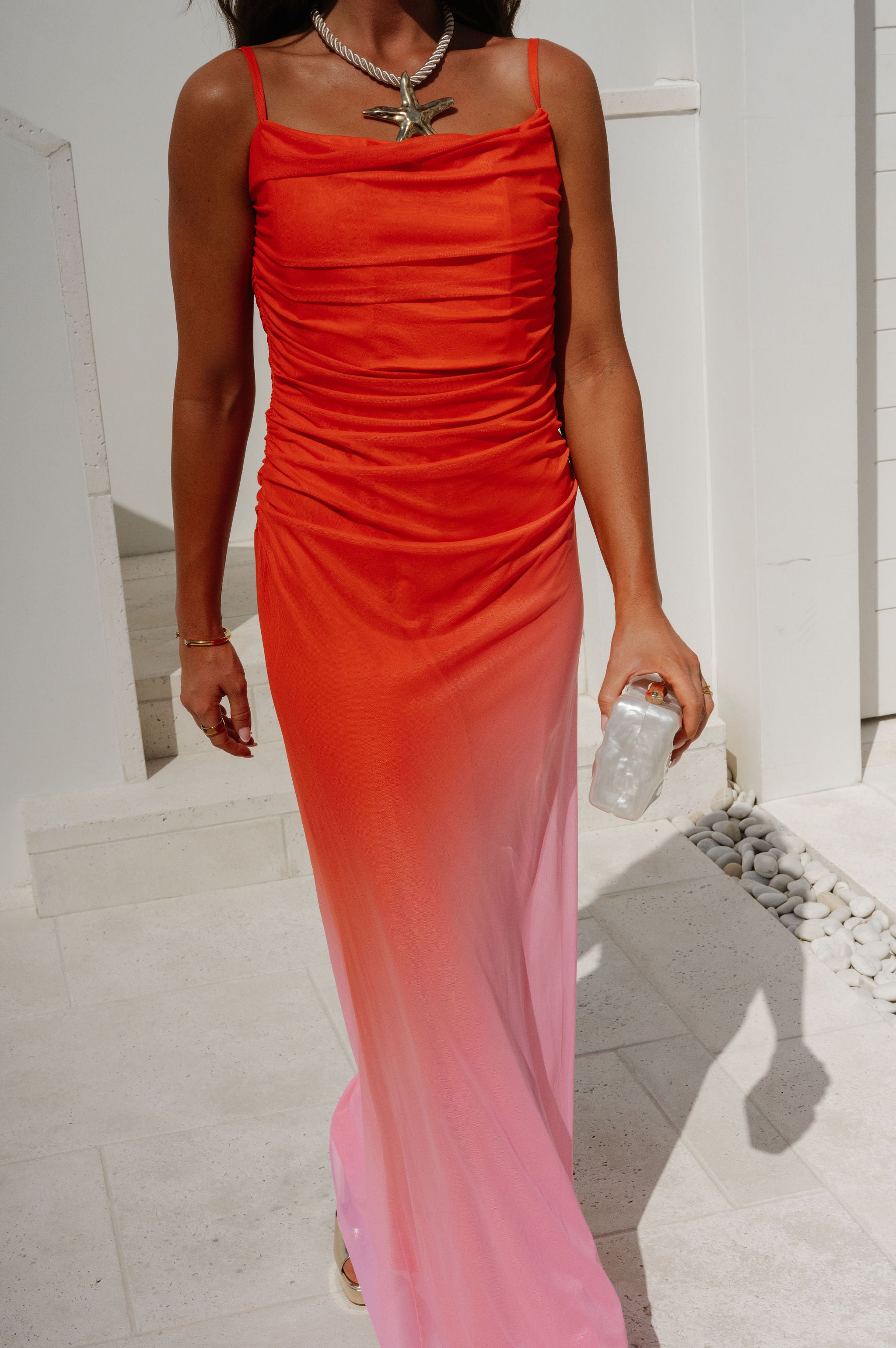 Fara Dress-Orange/Pink