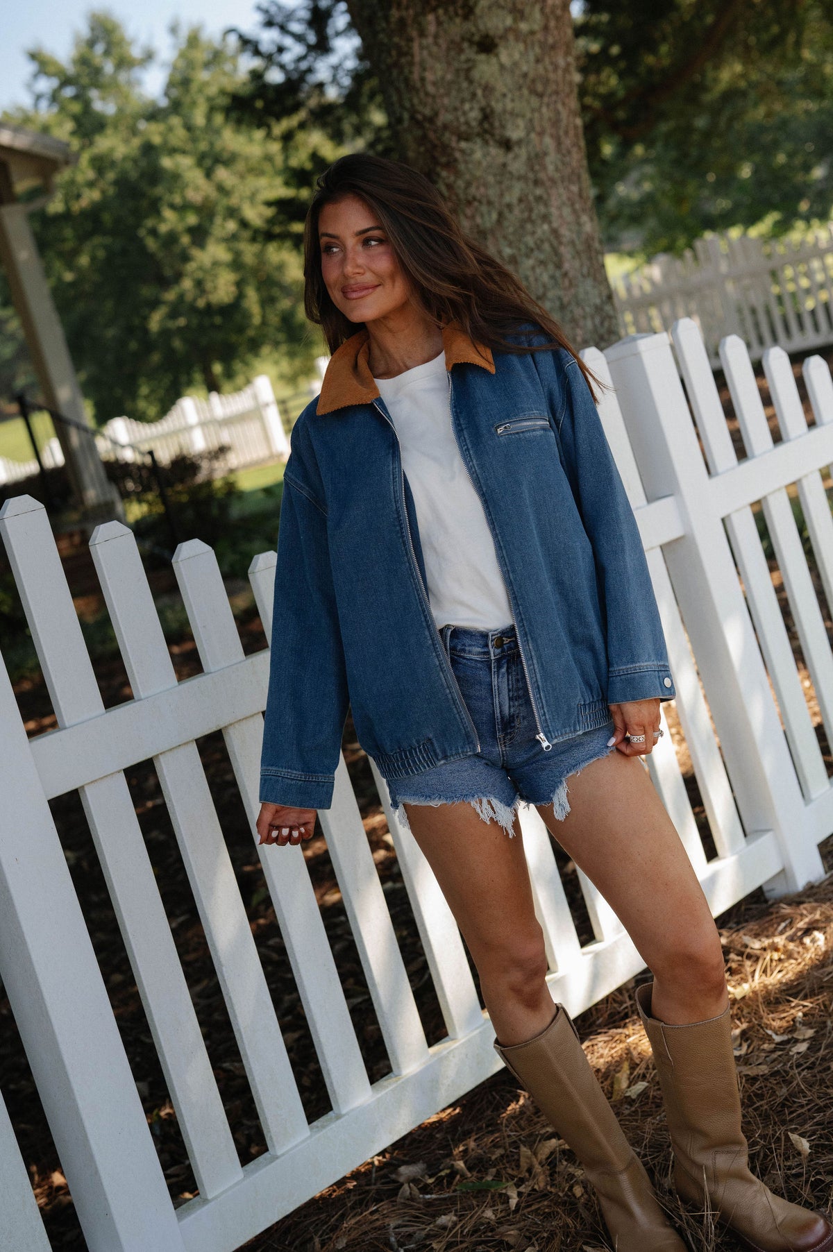 Annie Corduroy Collar Jacket-Denim