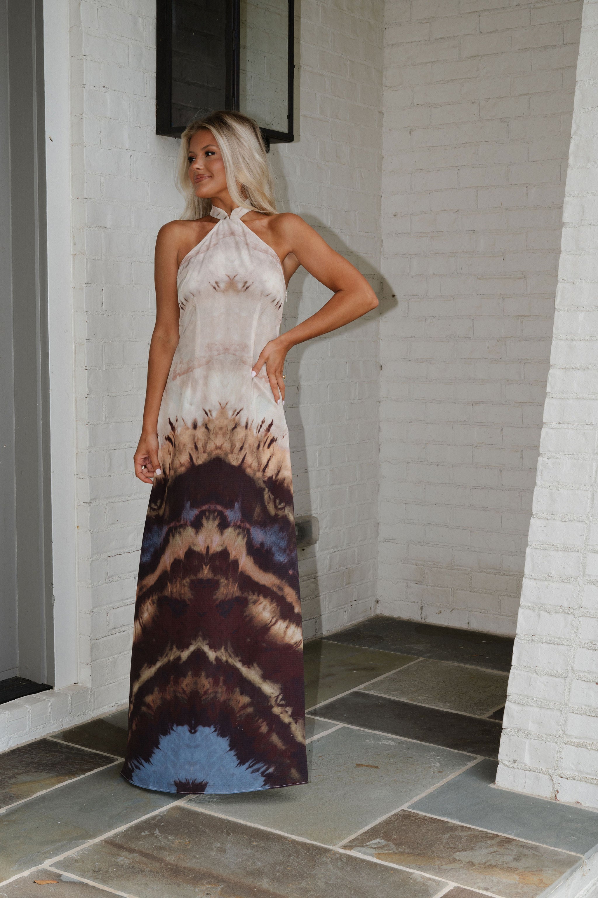Ombre Halter Dress- Mocha Multi