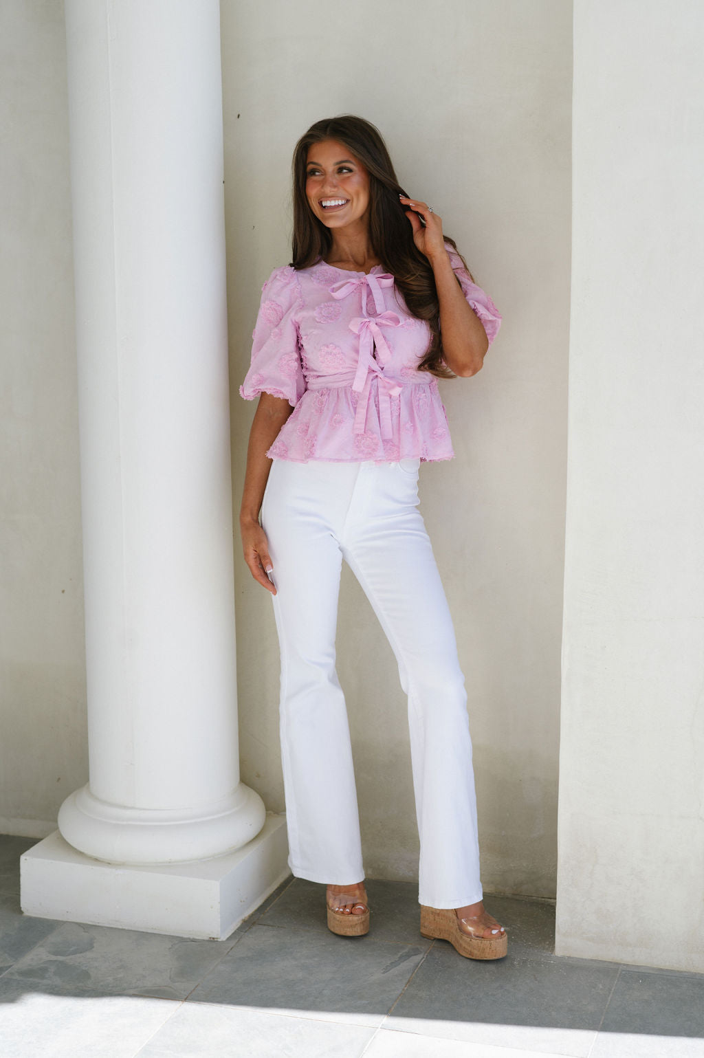 Toni Embroidered Blouse- Pink