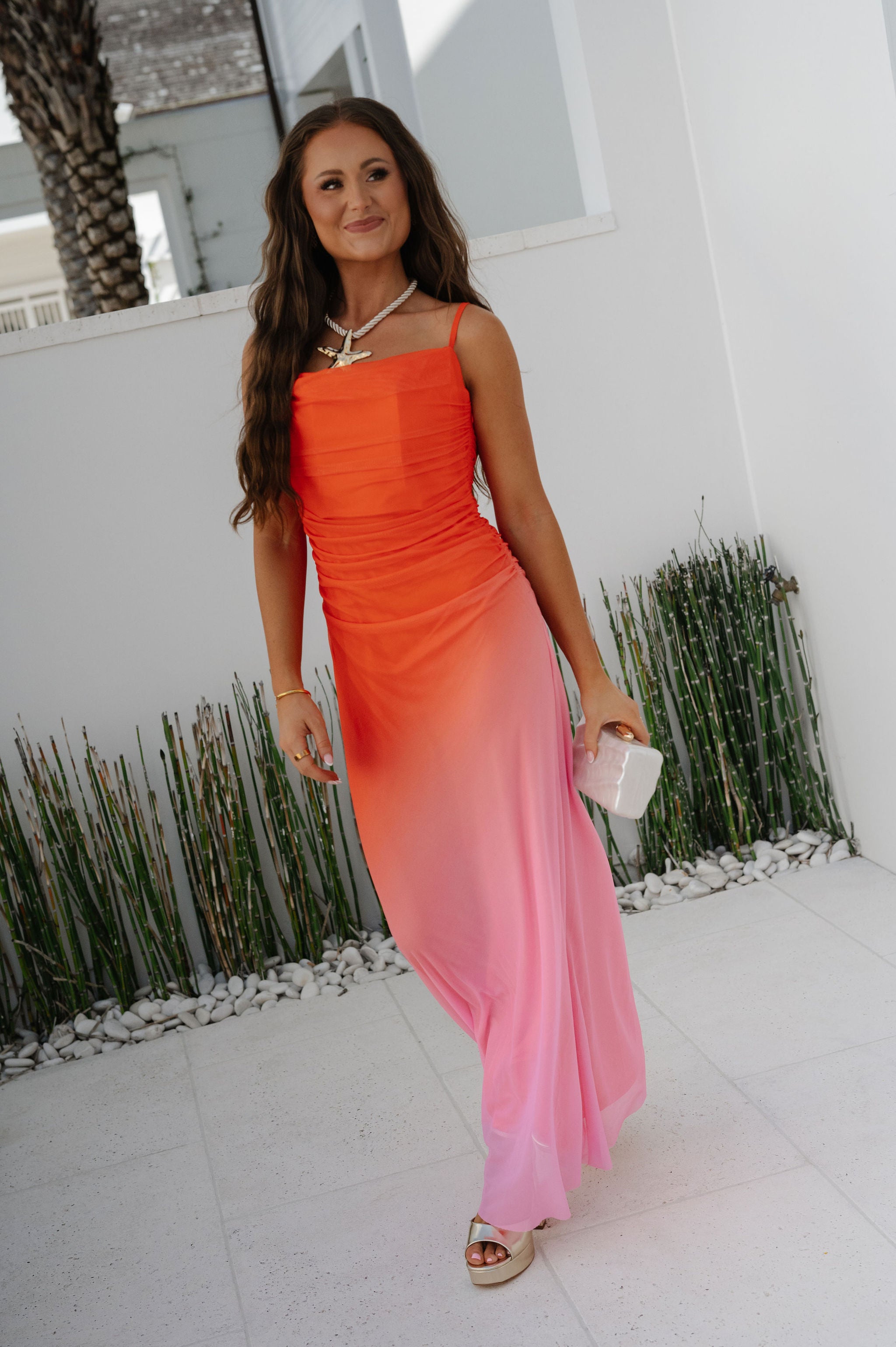 Fara Dress-Orange/Pink