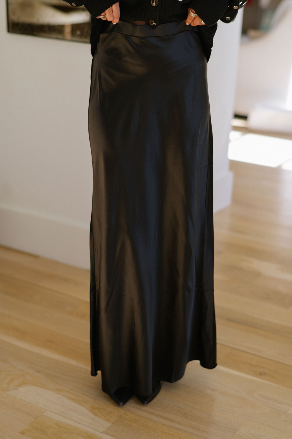 Ryser Satin Maxi Skirt-Black