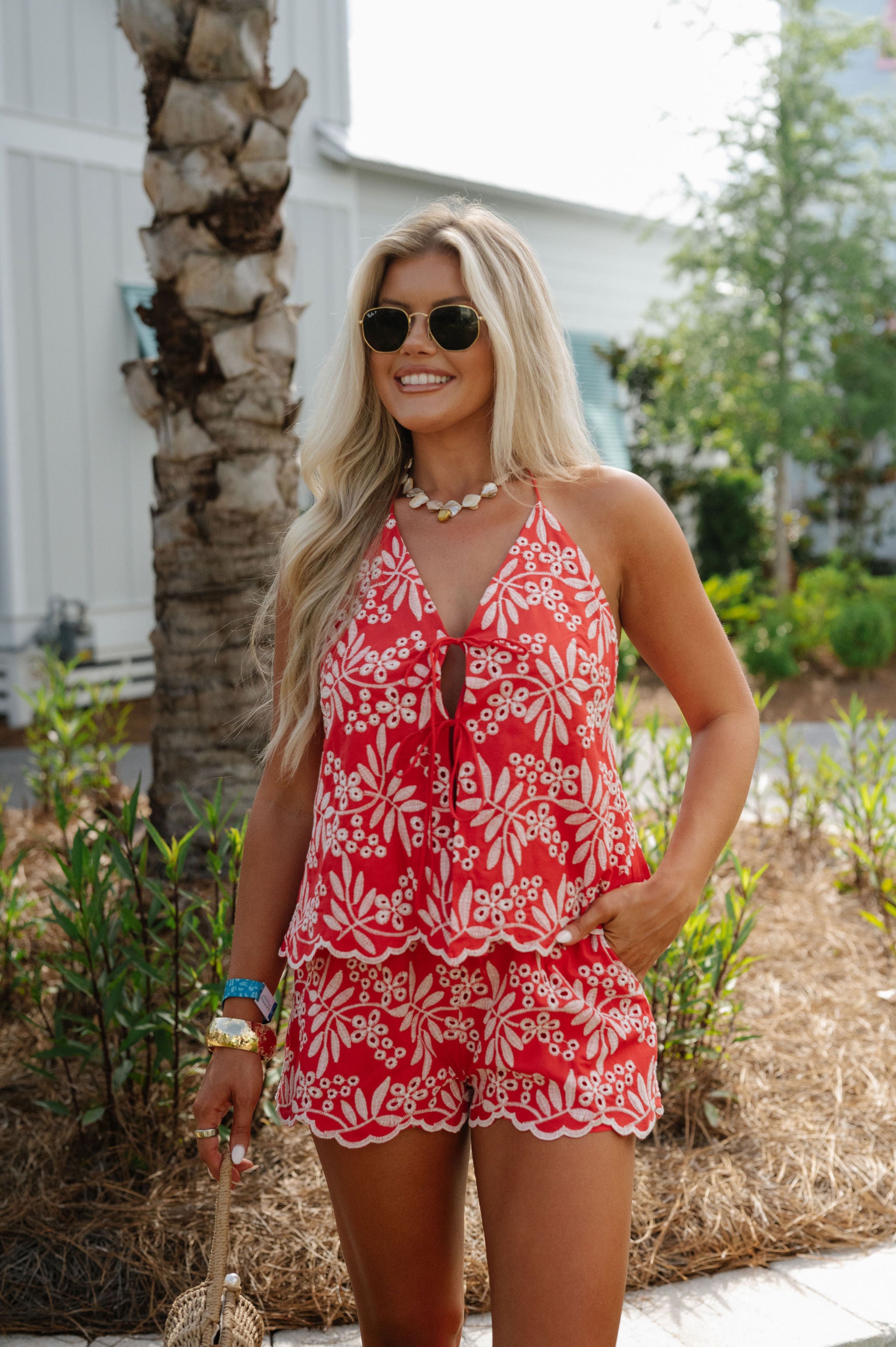 Lily Halter Top and Short Set-Red