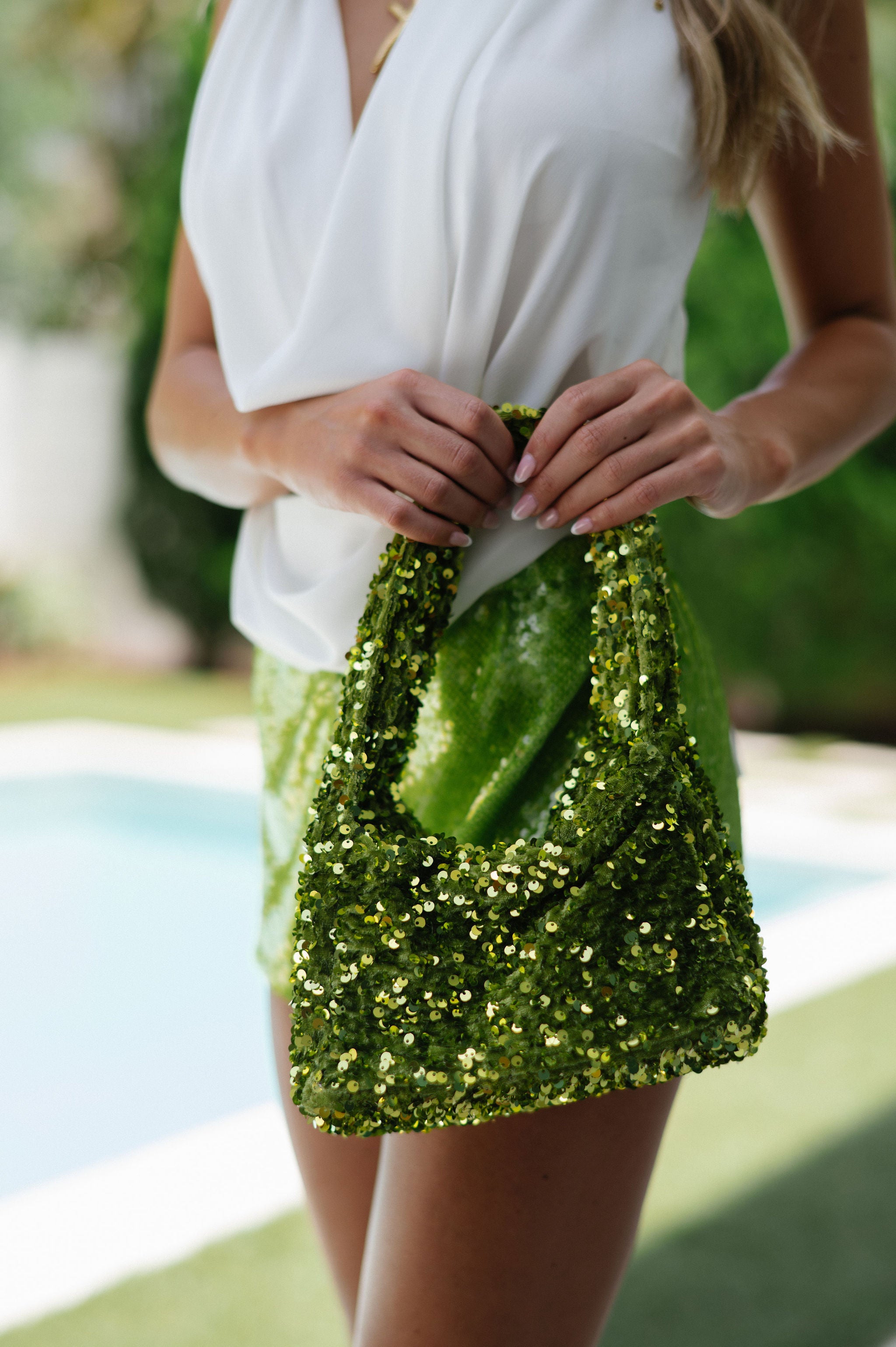 Sequin Evening Bag-Green