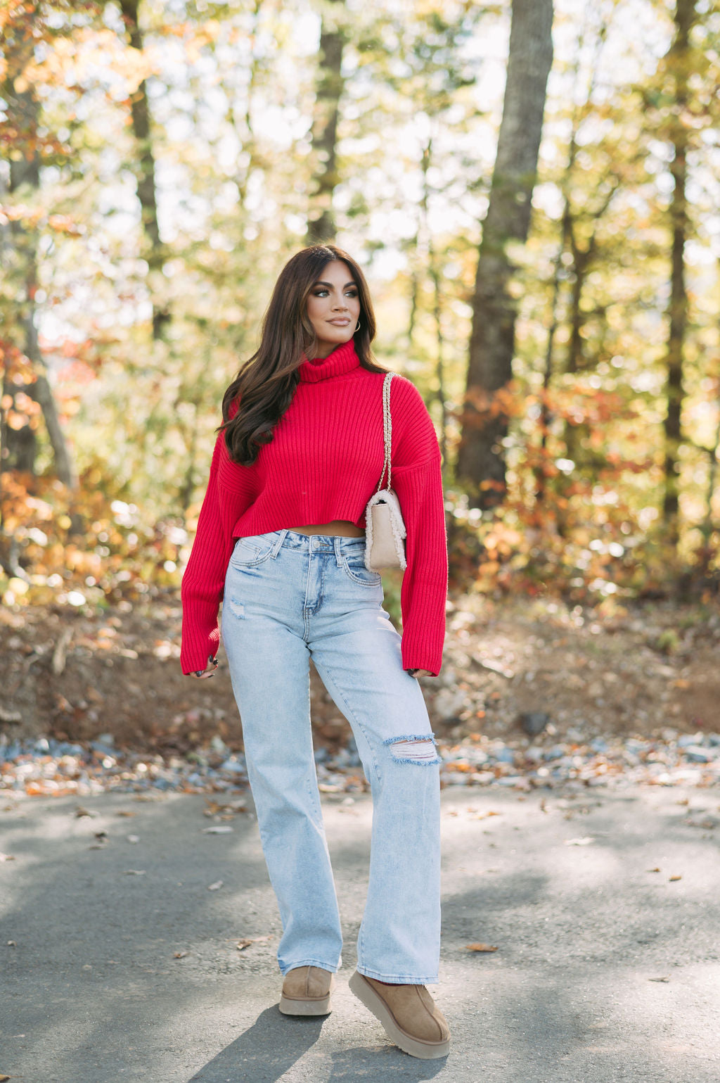 Drew Turtleneck Sweater-Red