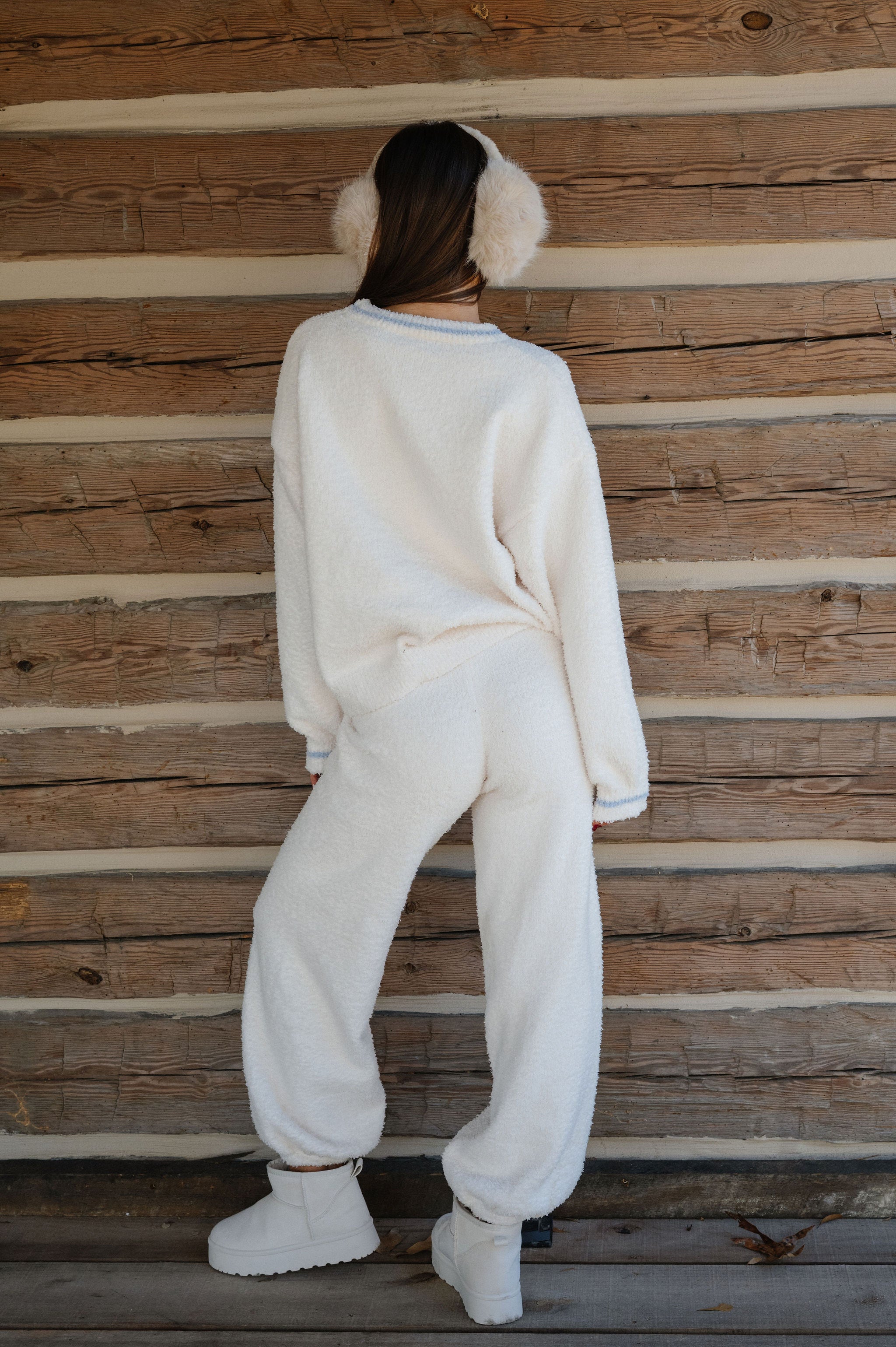 "Ski Club" Sweater-Cream/Light Blue