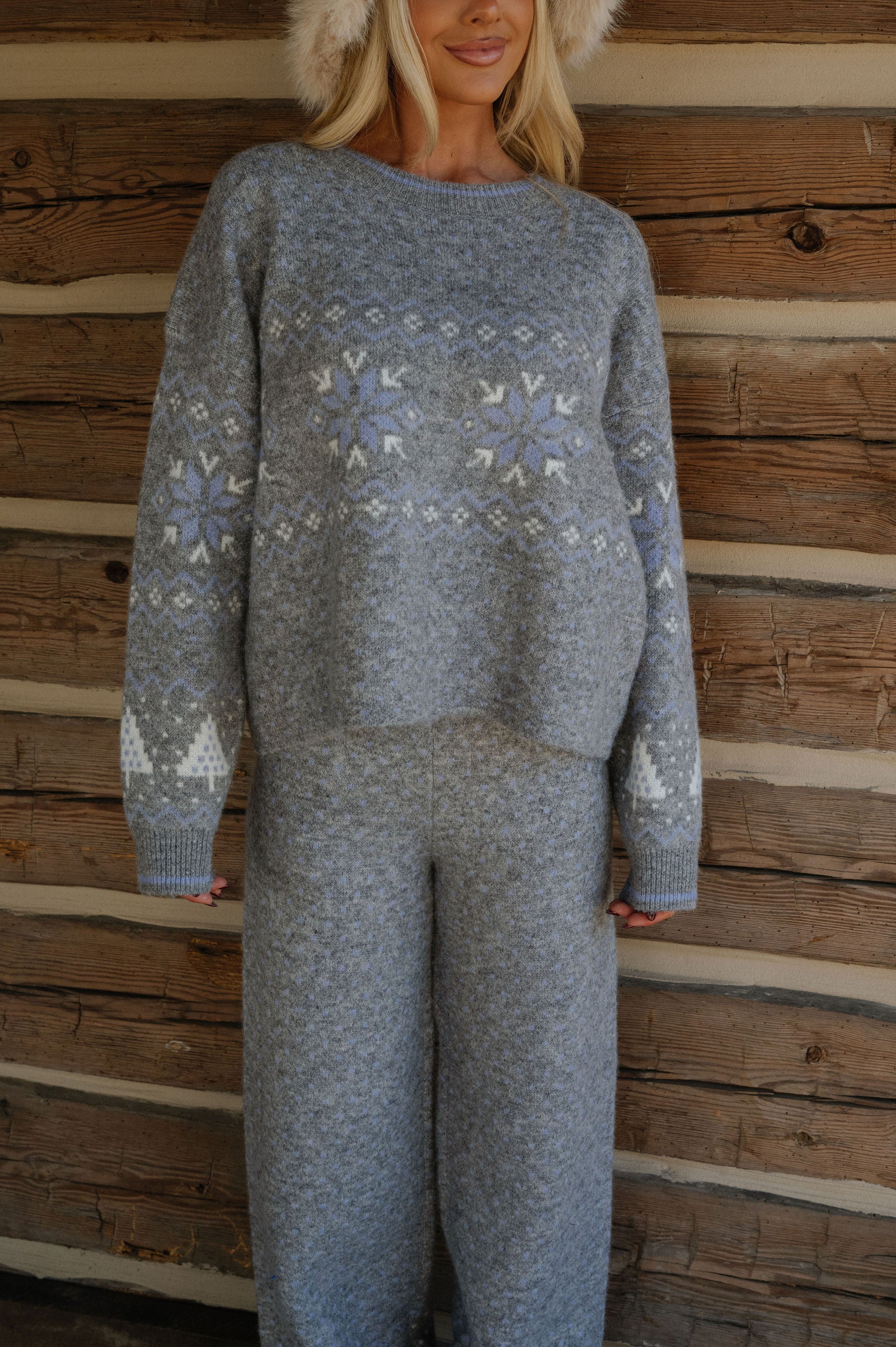 Myers Knit Pants Set-Heather Grey