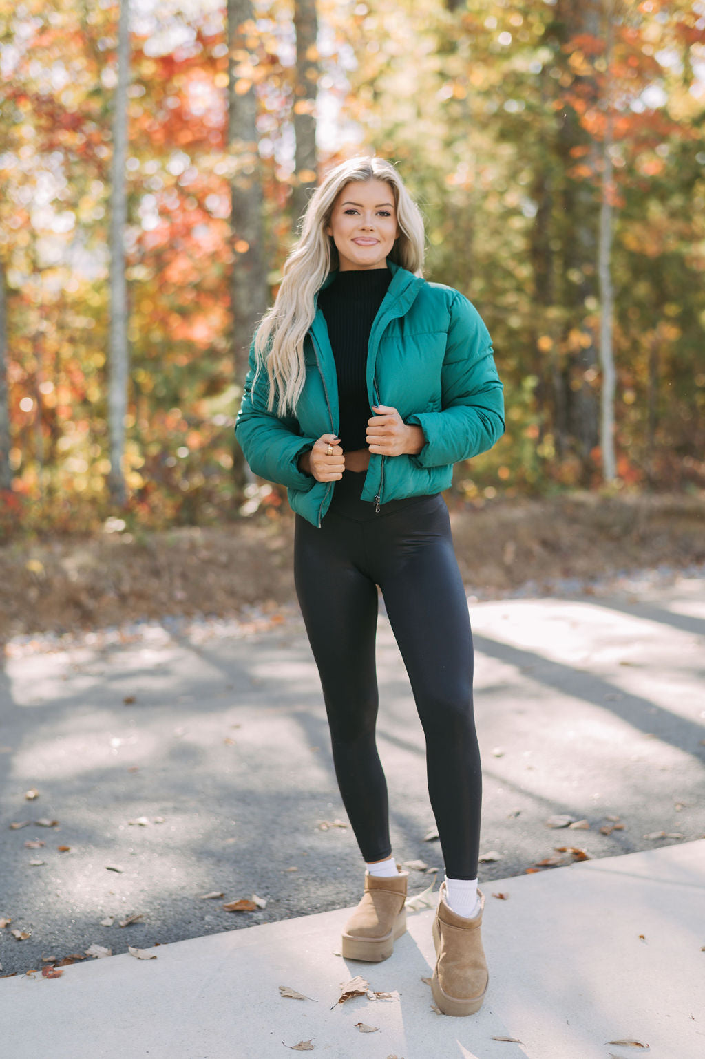 Everyday Quilted Puffer Jacket-Pine Green