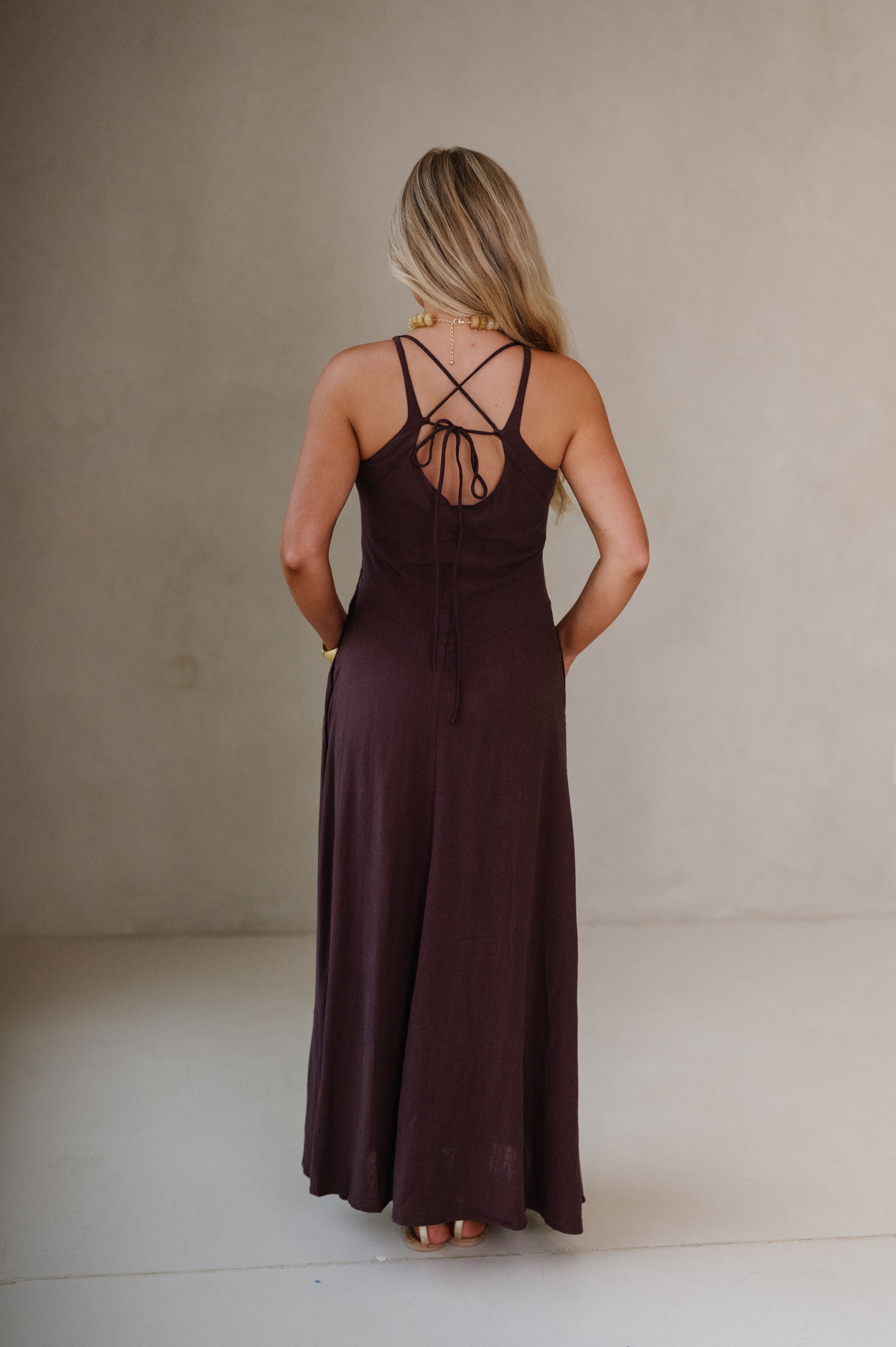 Lindsey Square Neck Maxi Dress-Coffee Bean