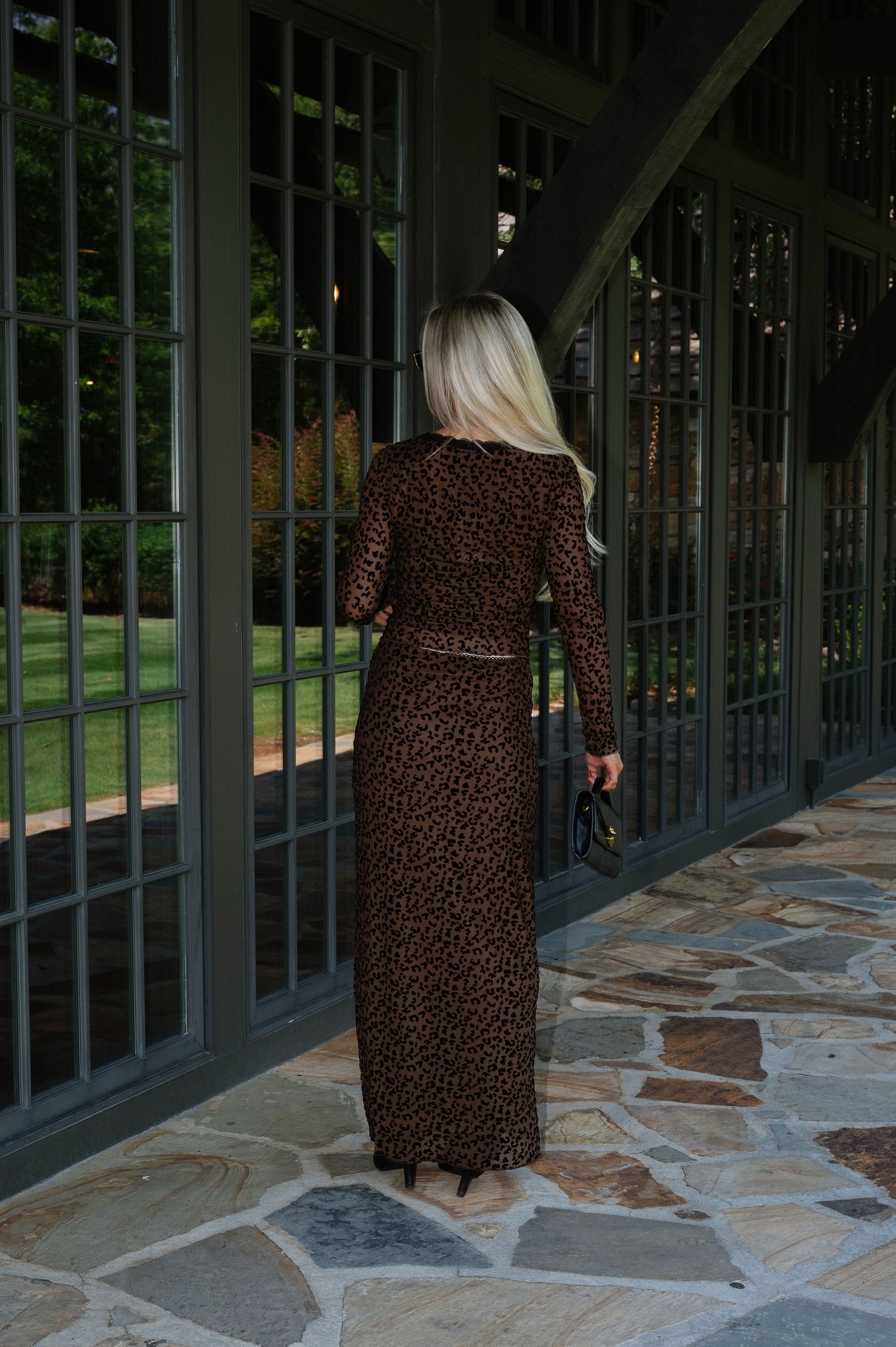 Leopard Mesh Skirt Set-Taupe
